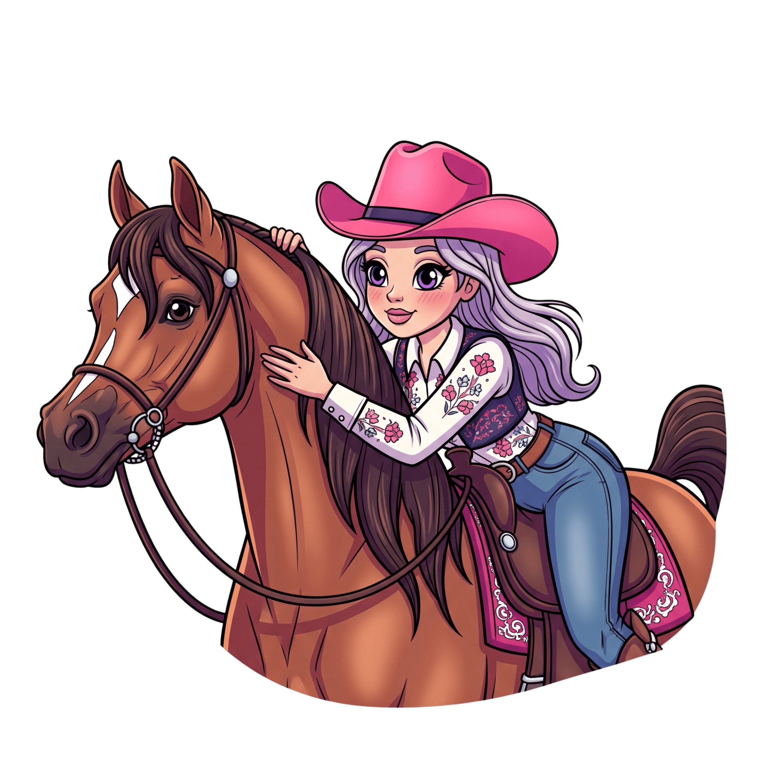 Brown Horse Cow Girl