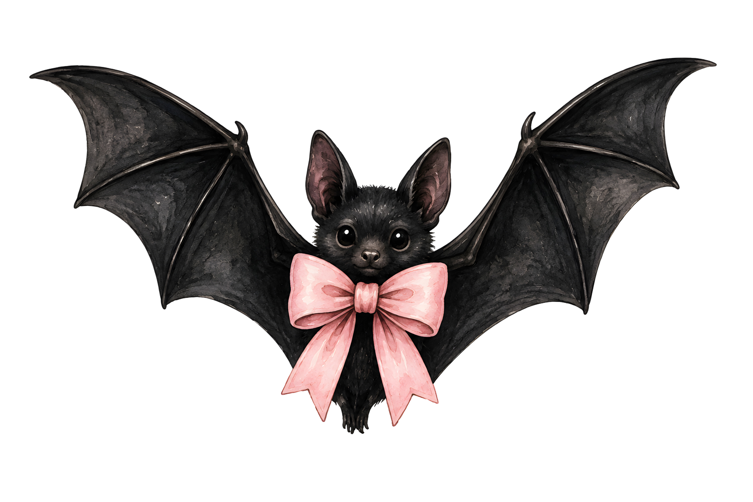 Halloween Black Bat Pink Bow