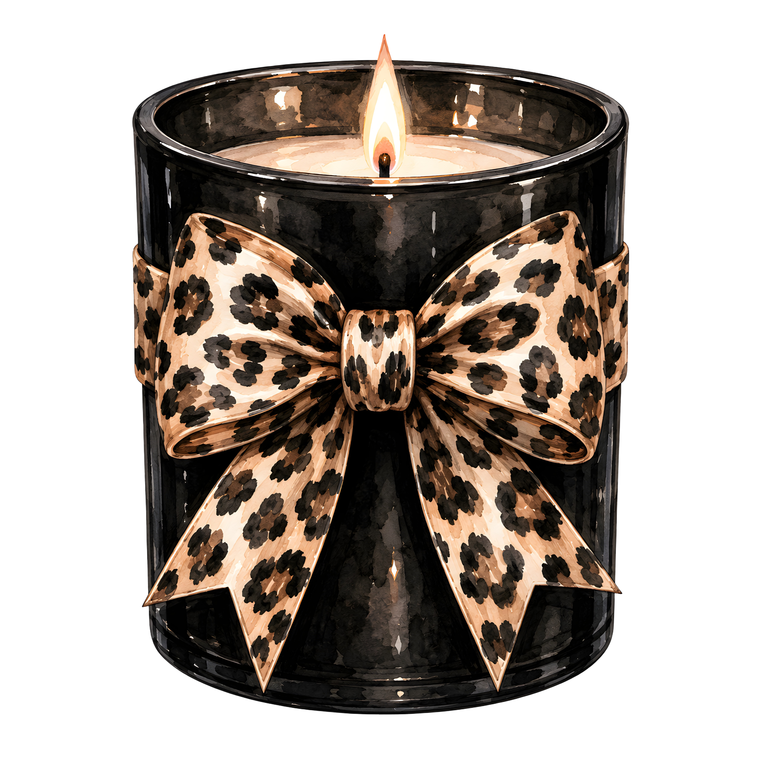 Halloween Black Candle Leopard Bow