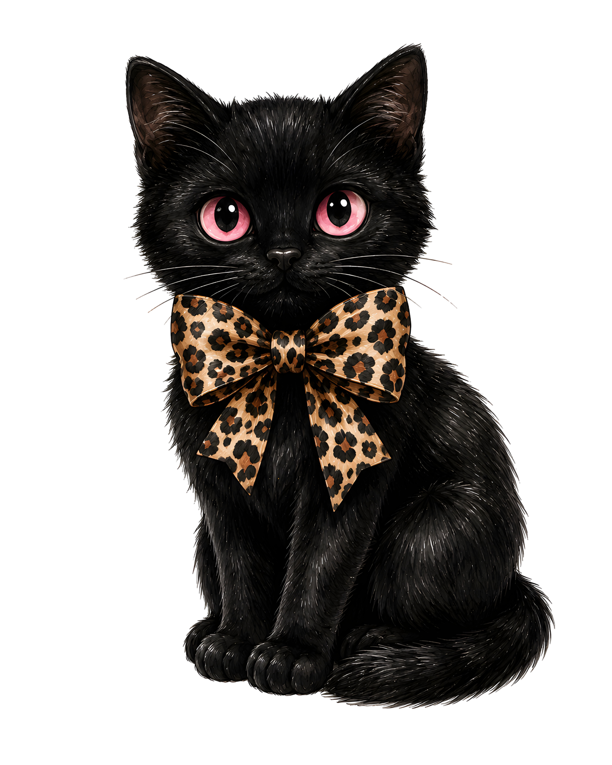 Halloween Black Cat Leopard Bow
