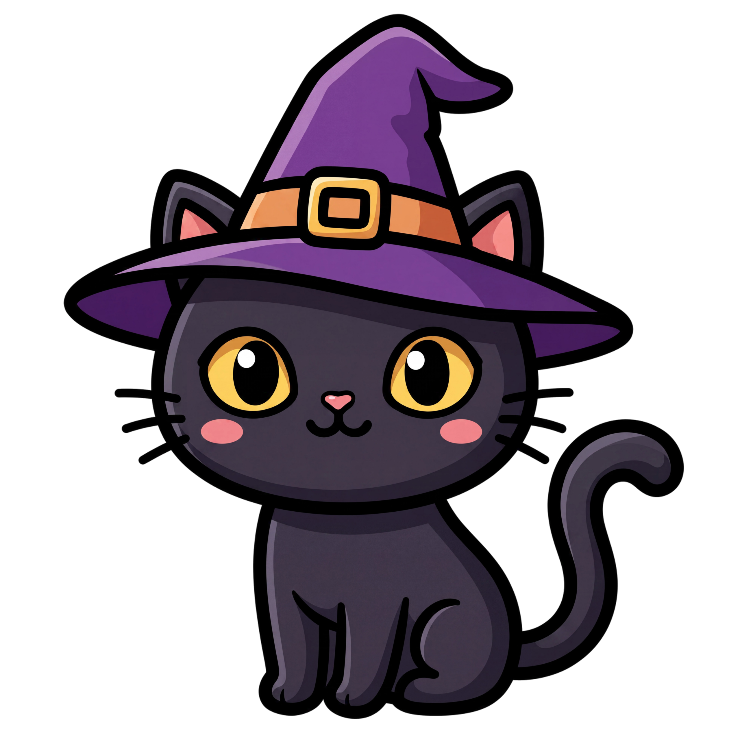 Halloween Black Cat Witch Hat