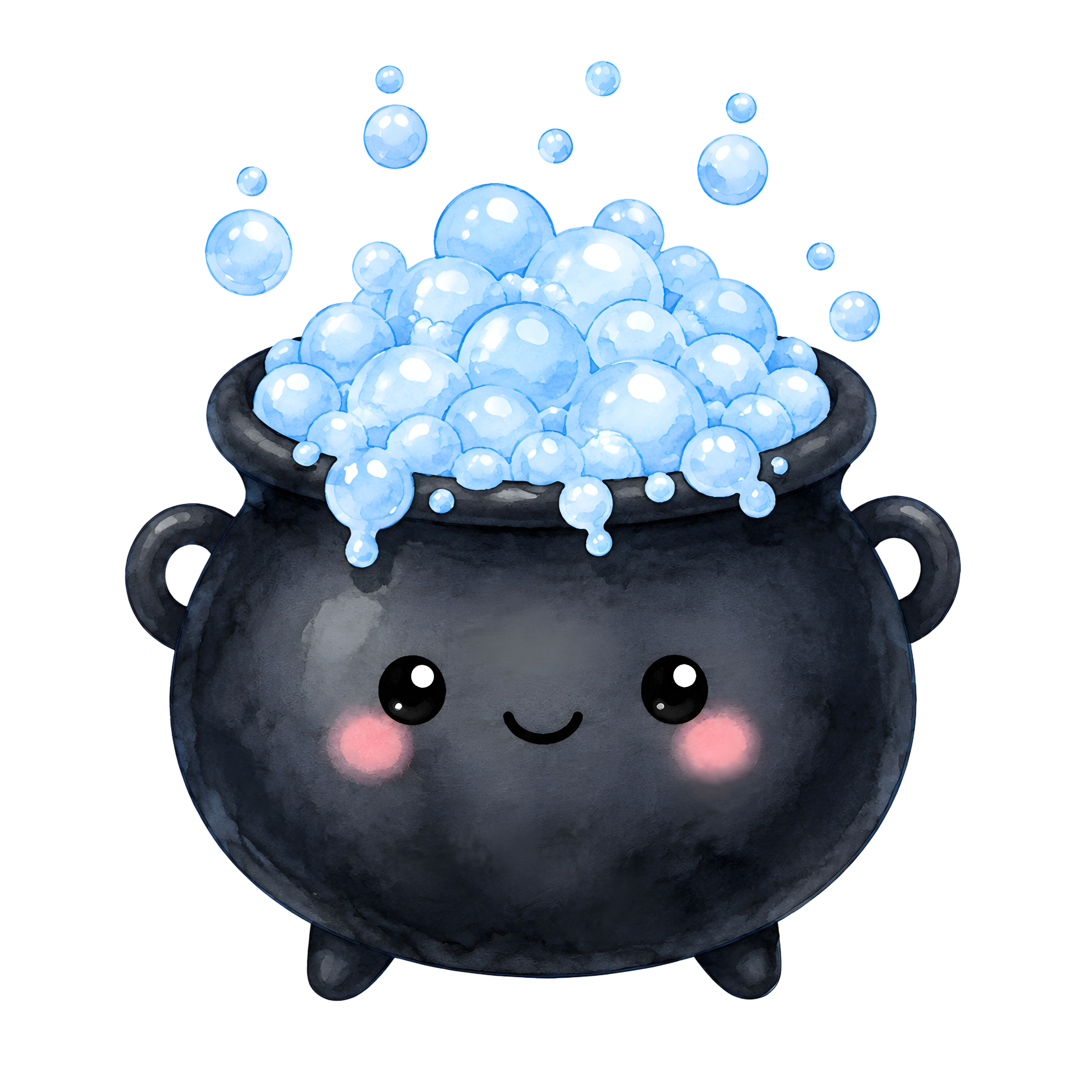 Halloween Black Cauldron Blue Bubbles