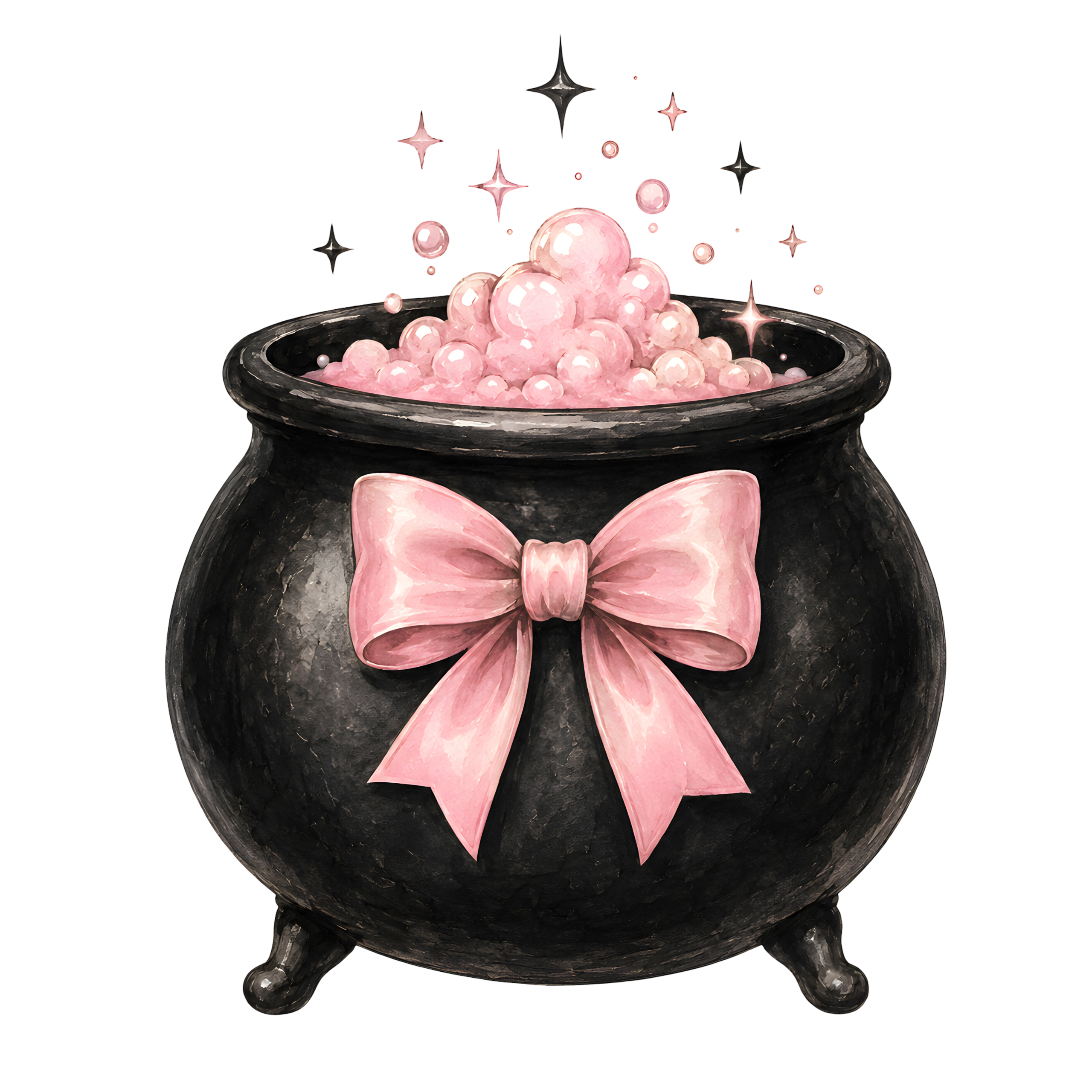 Halloween Black Cauldron Pink Bubbles