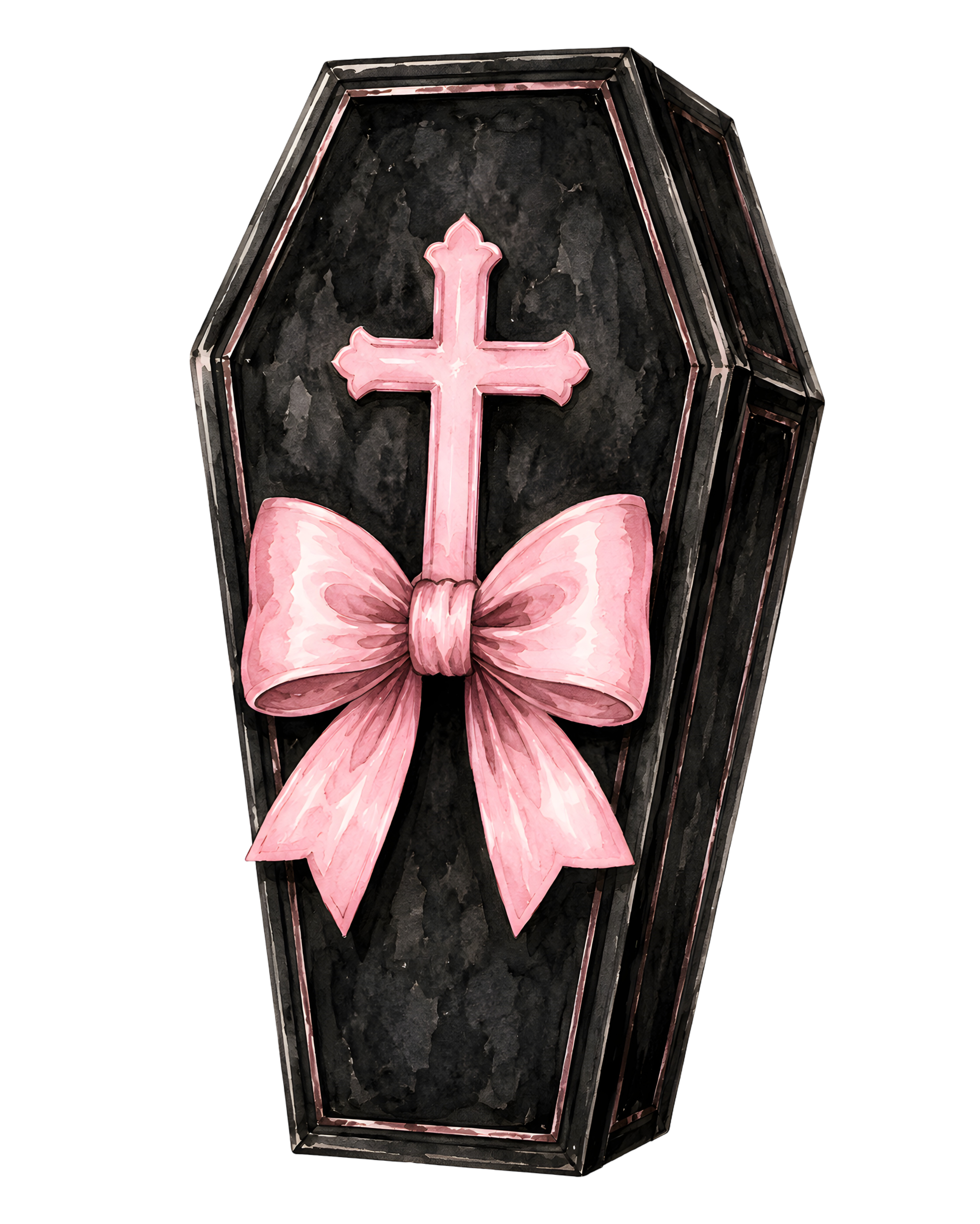 Halloween Black Coffin Pink Cross Bow