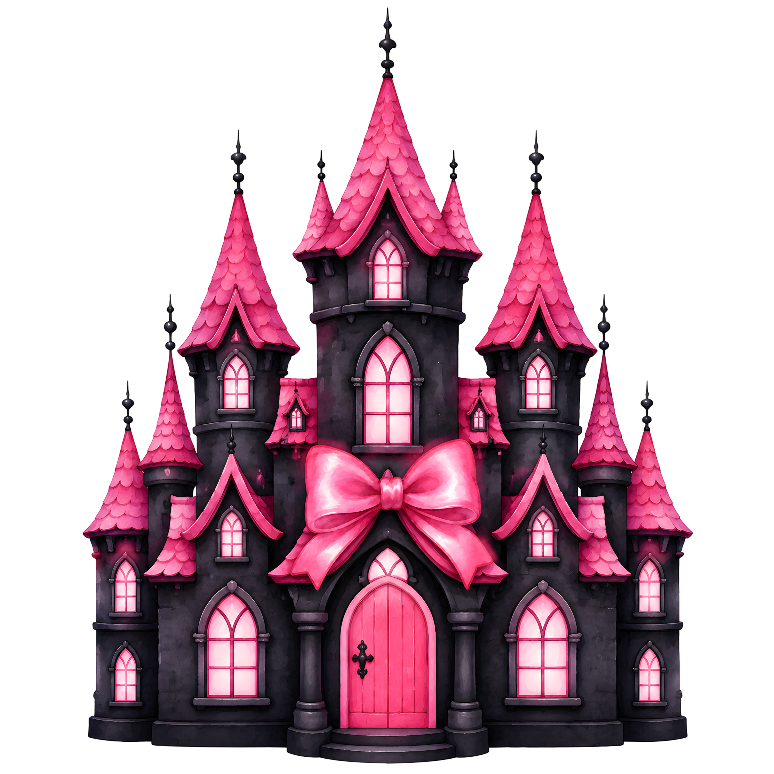 Halloween Black Pink Castle Bow
