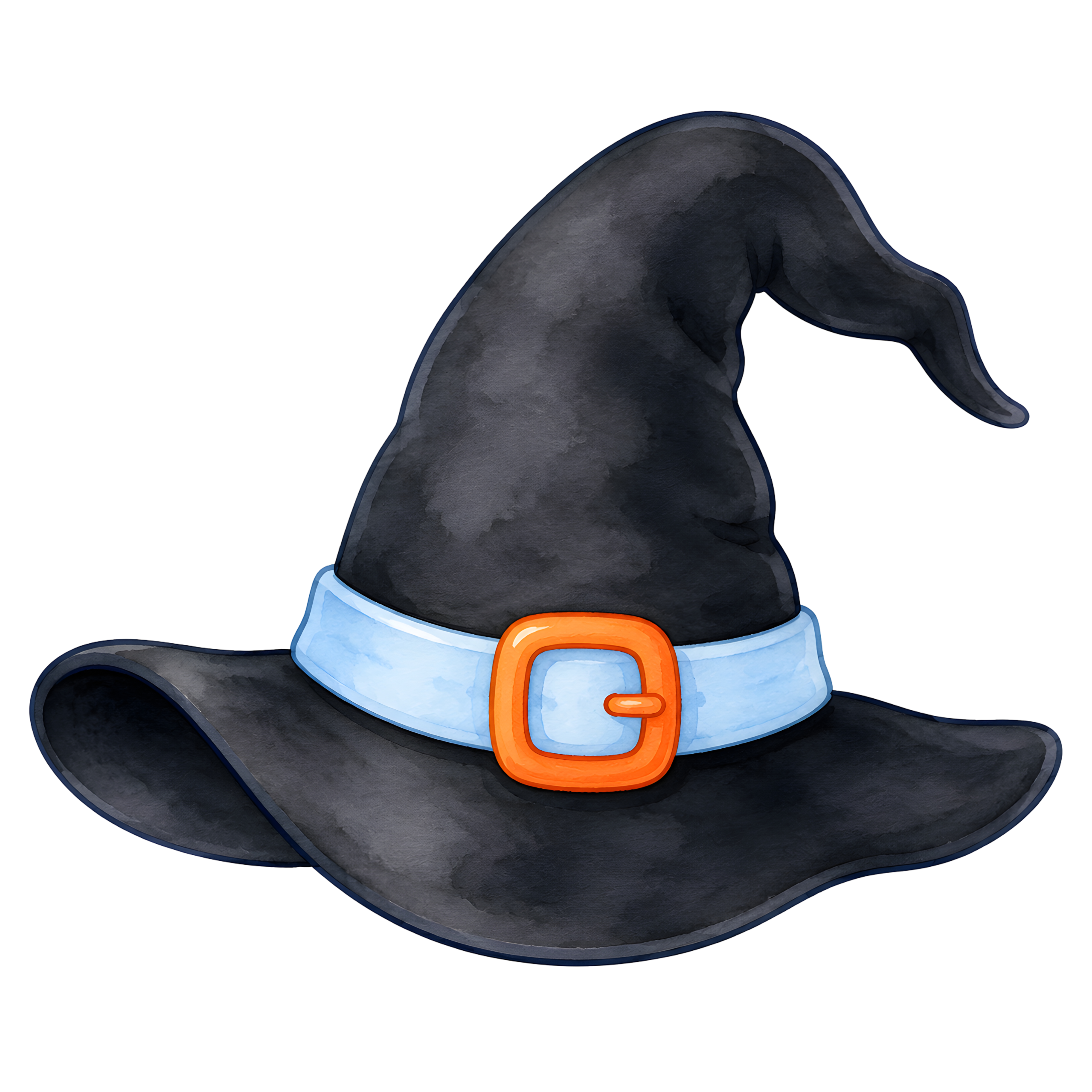 Halloween Black Witch Hat Blue Buckle