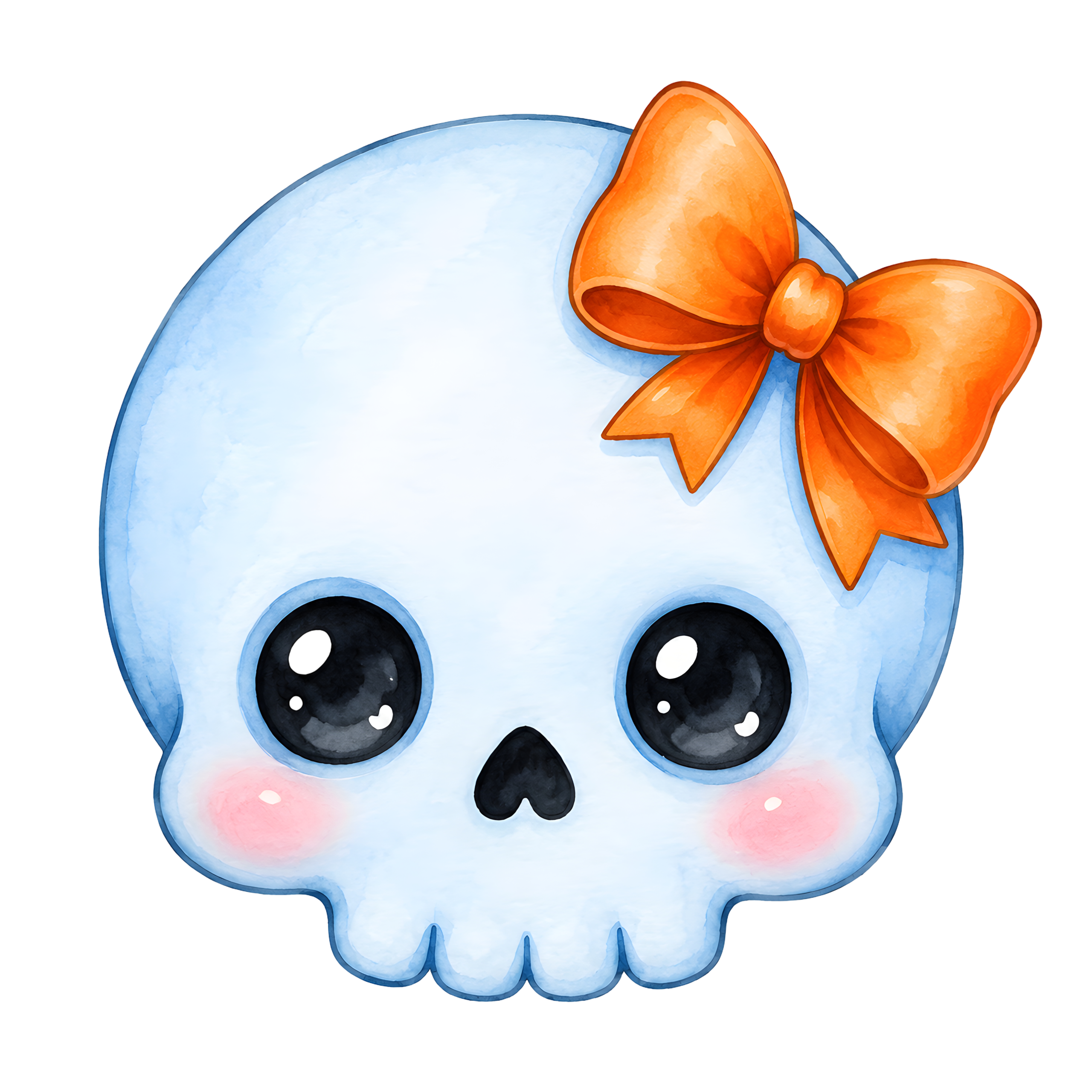Halloween Blue Skull Orange Bow