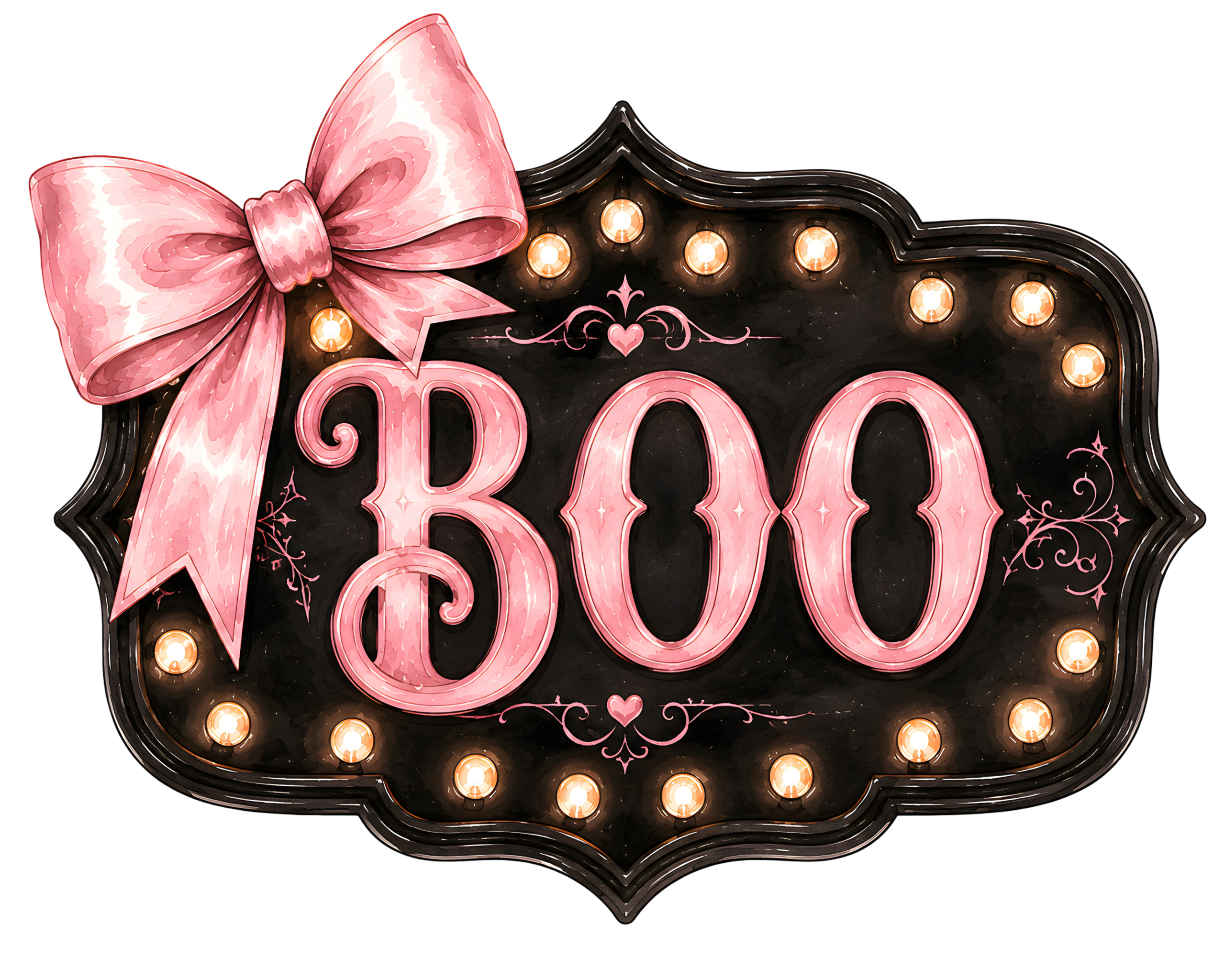 Halloween Boo Sign Pink Bow