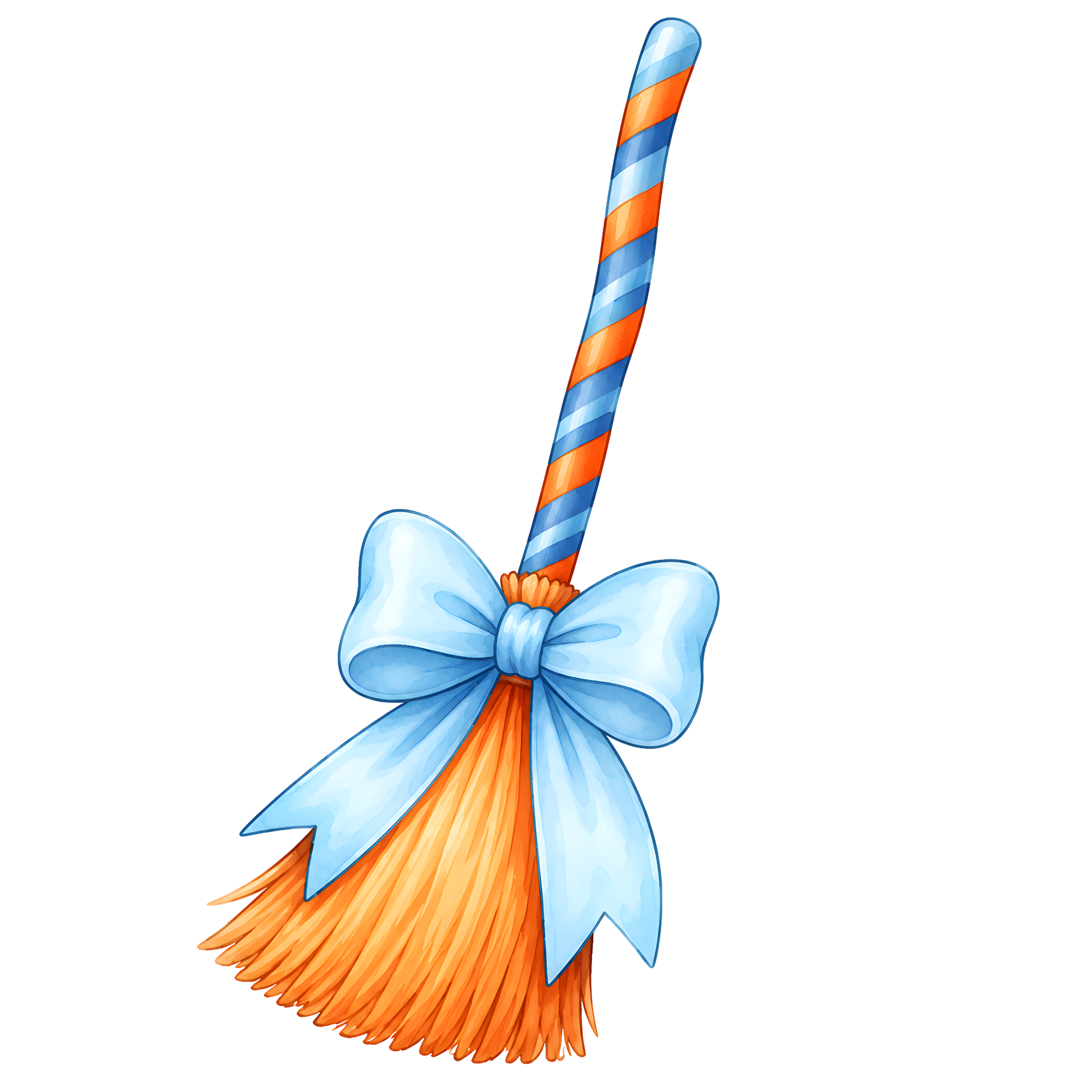 Halloween Broom Blue Bow