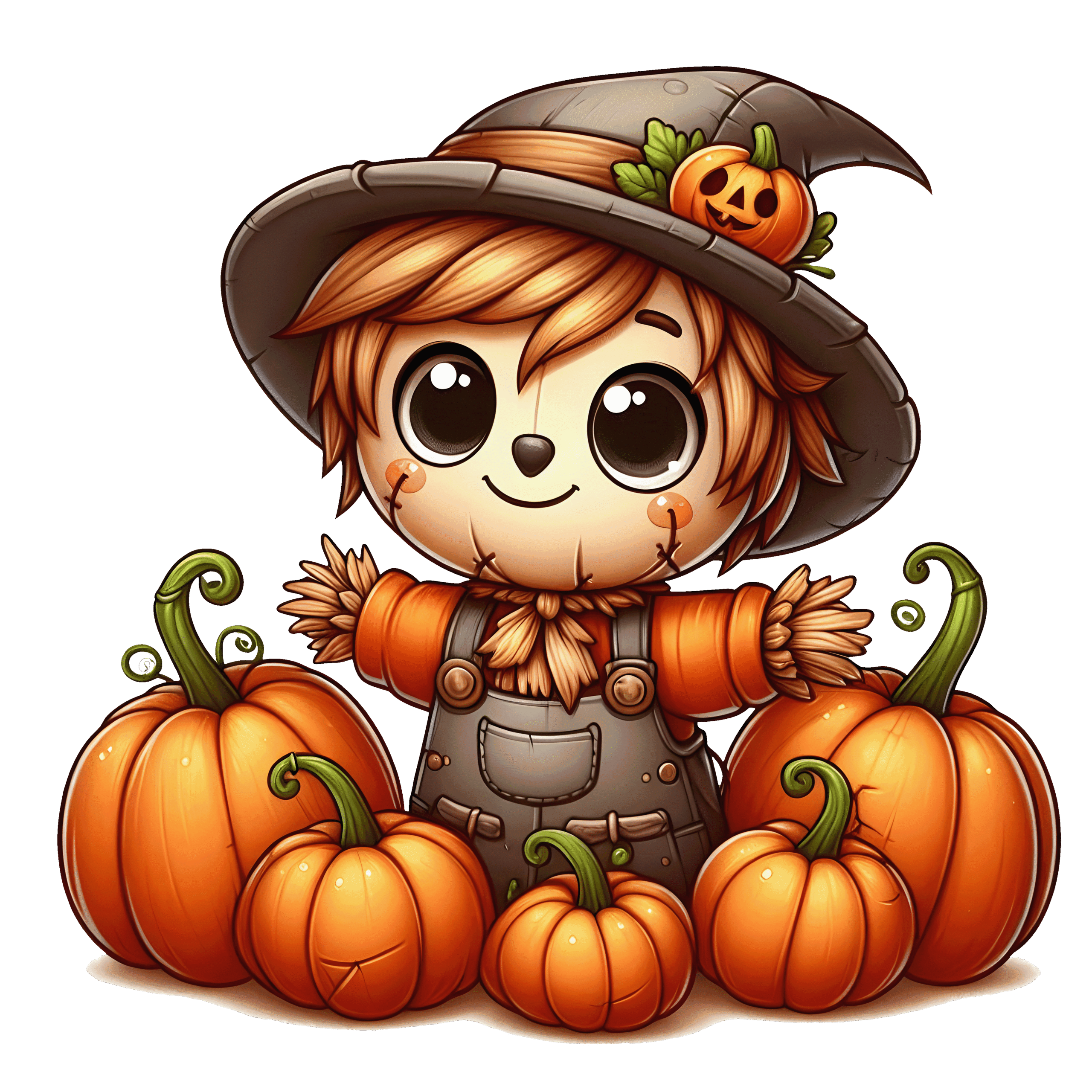 Halloween Cute Scarecrow Pumpkins