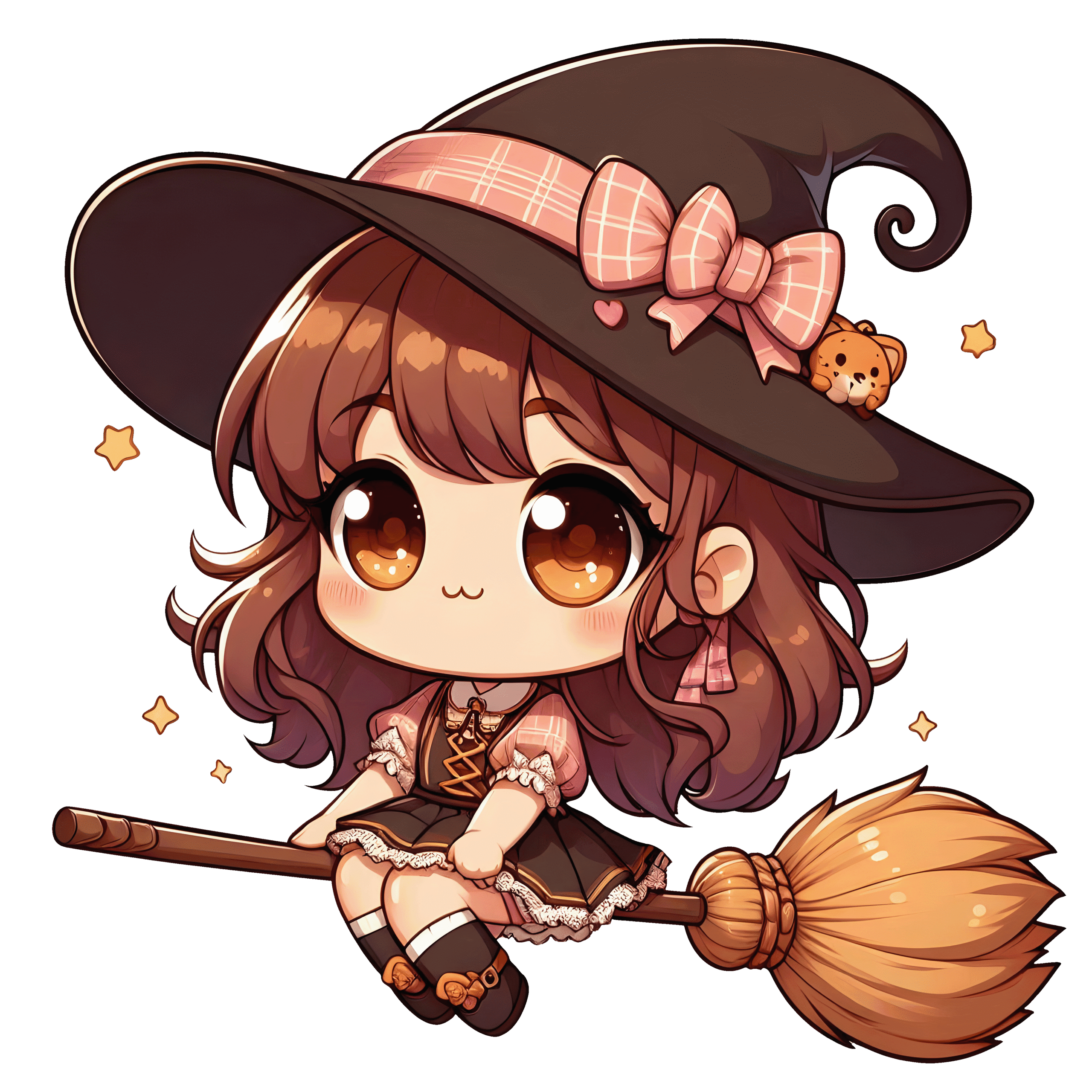 Halloween Cute Witch Girl Broom