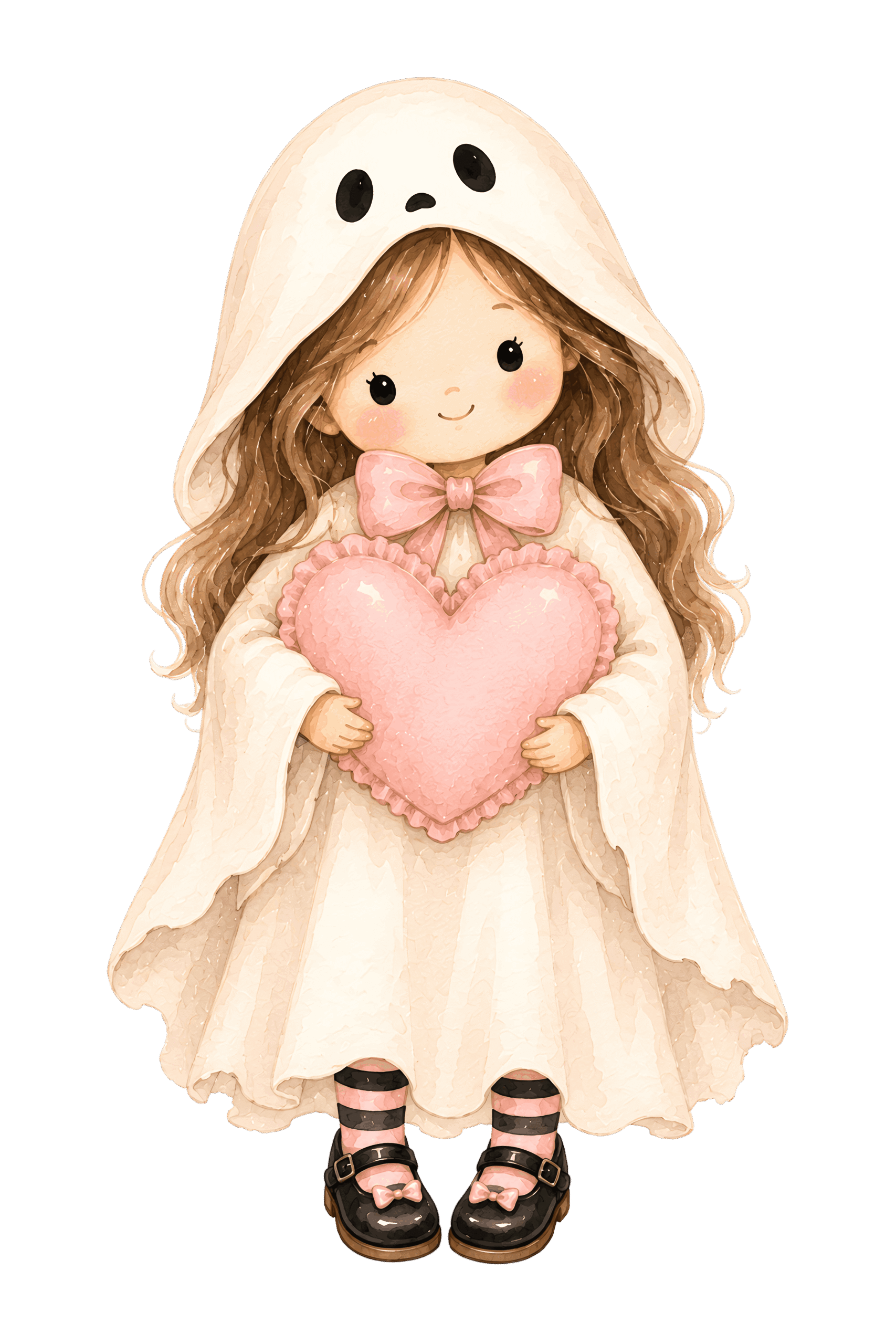 Halloween Ghost Girl Pink Heart
