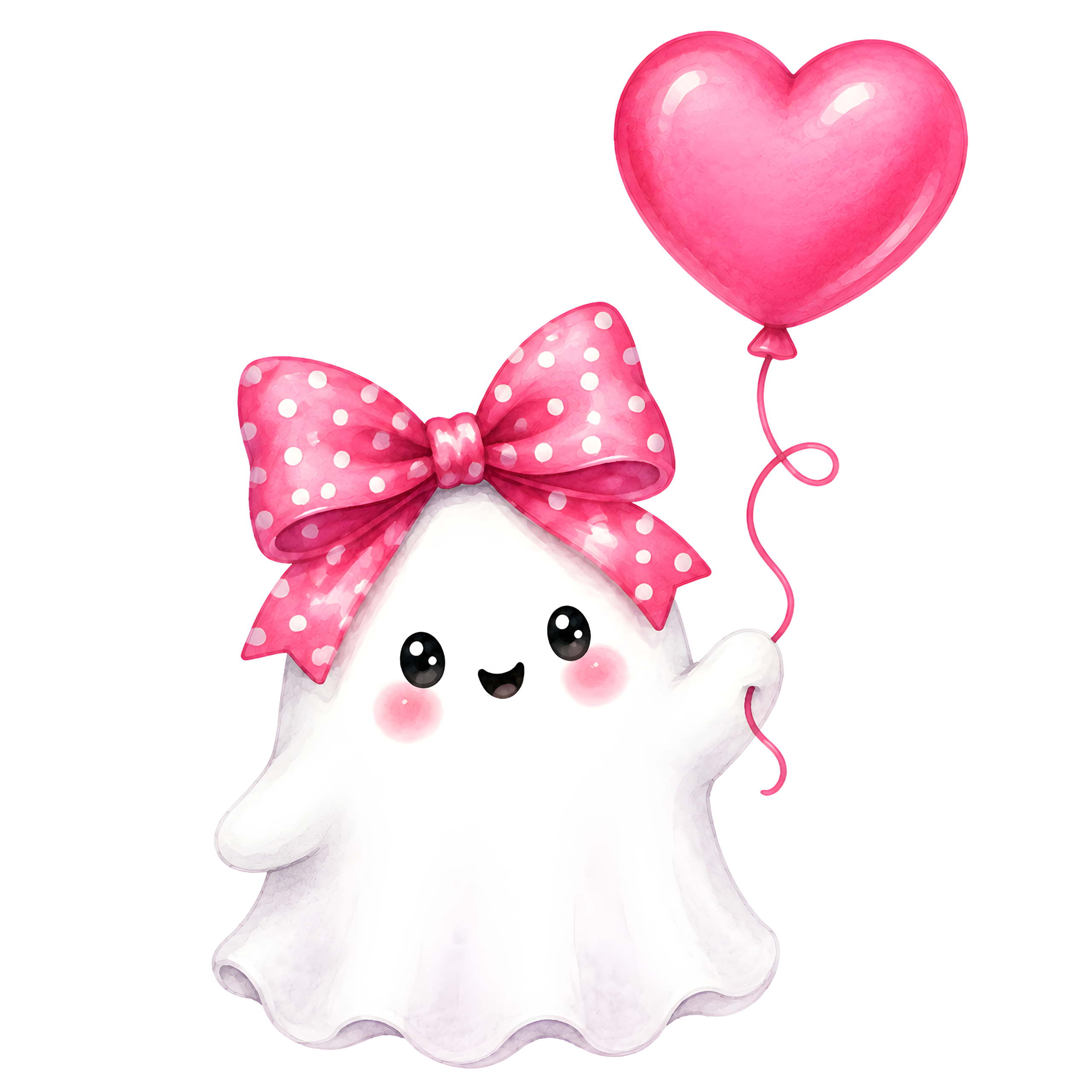 Halloween Ghost Heart Balloon Polka Dot Bow