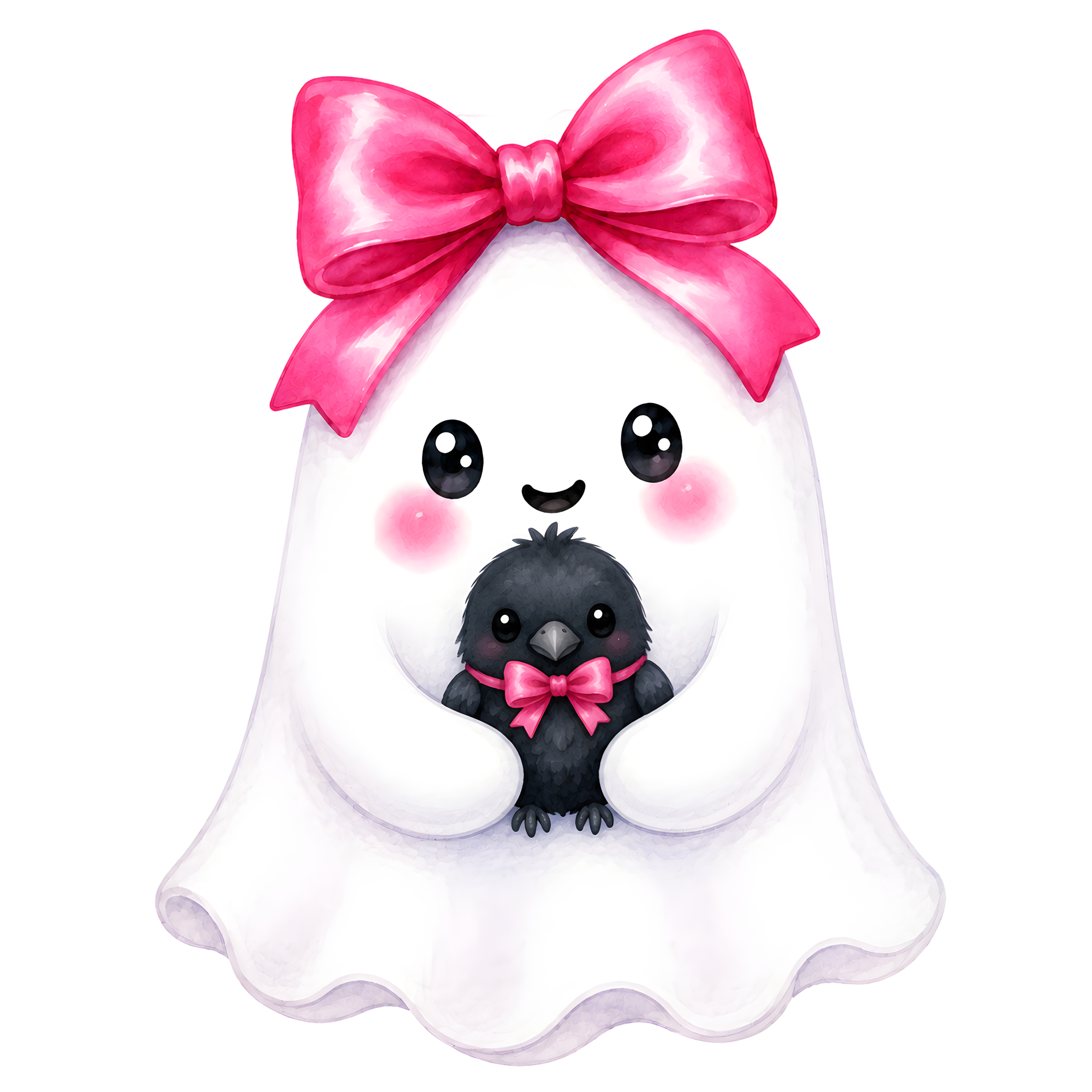 Halloween Ghost Holding Black Kitten