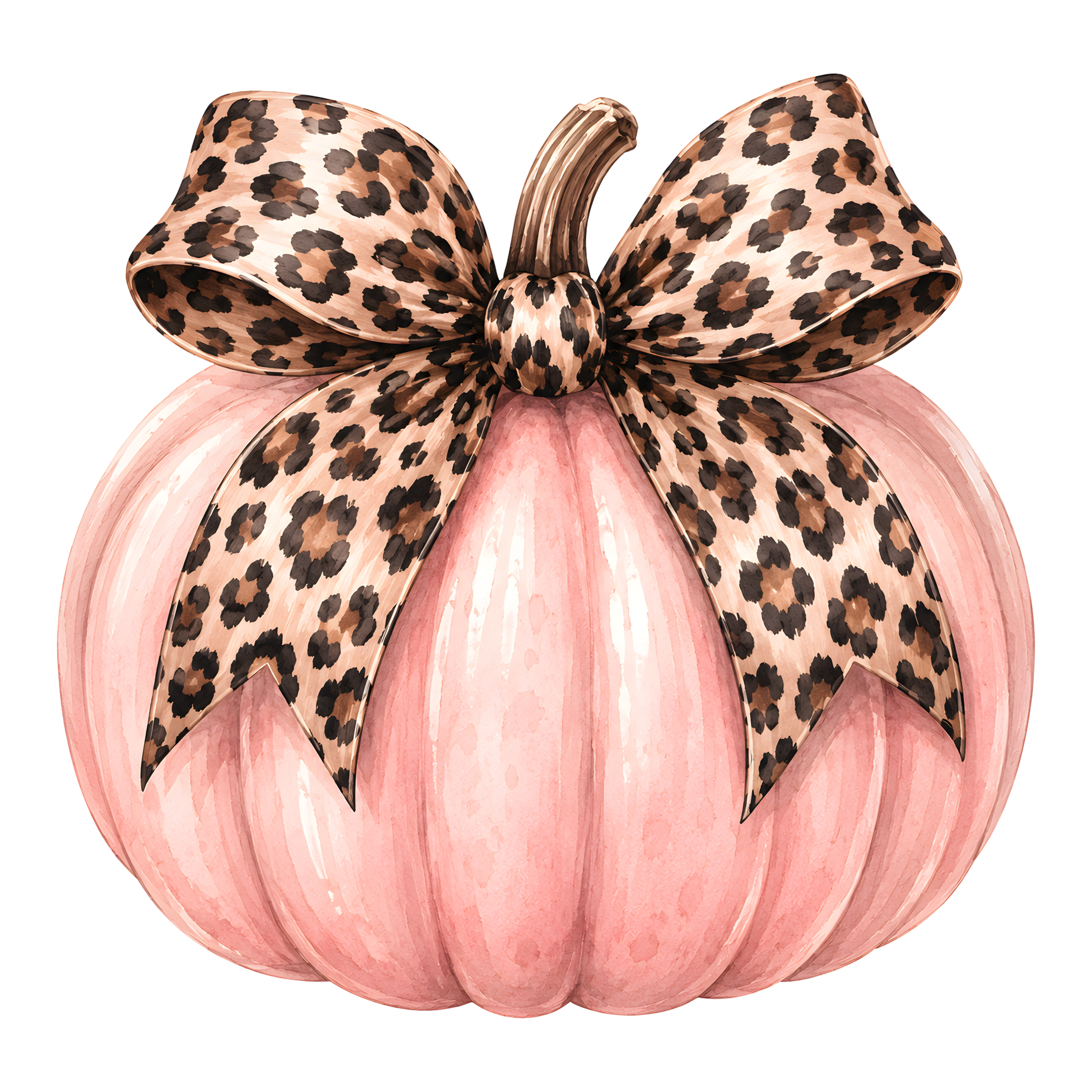 Halloween Ghost Holding Pink Cup Leopard Bow