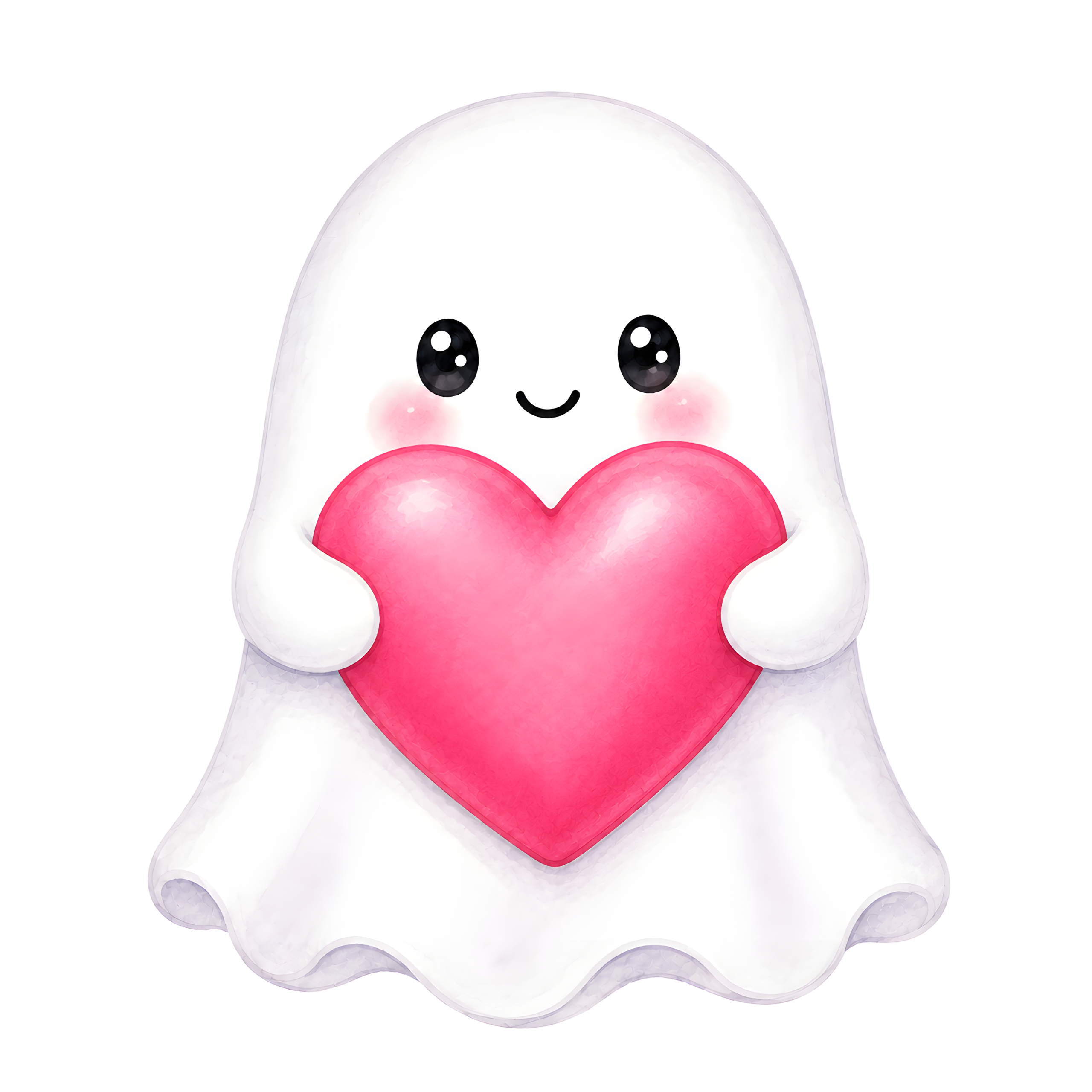 Halloween Ghost Holding Pink Heart