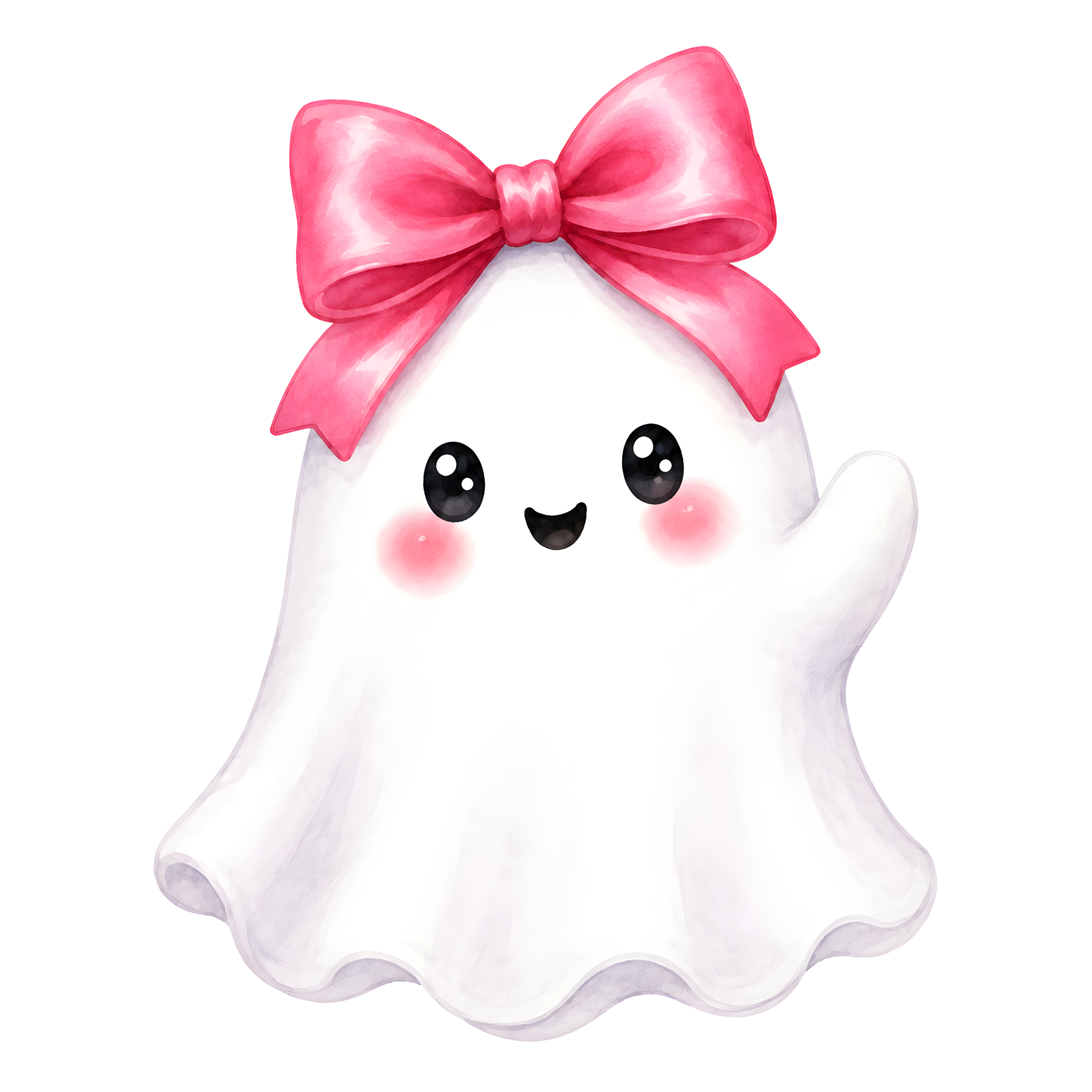 Halloween Ghost Pink Bow Waving