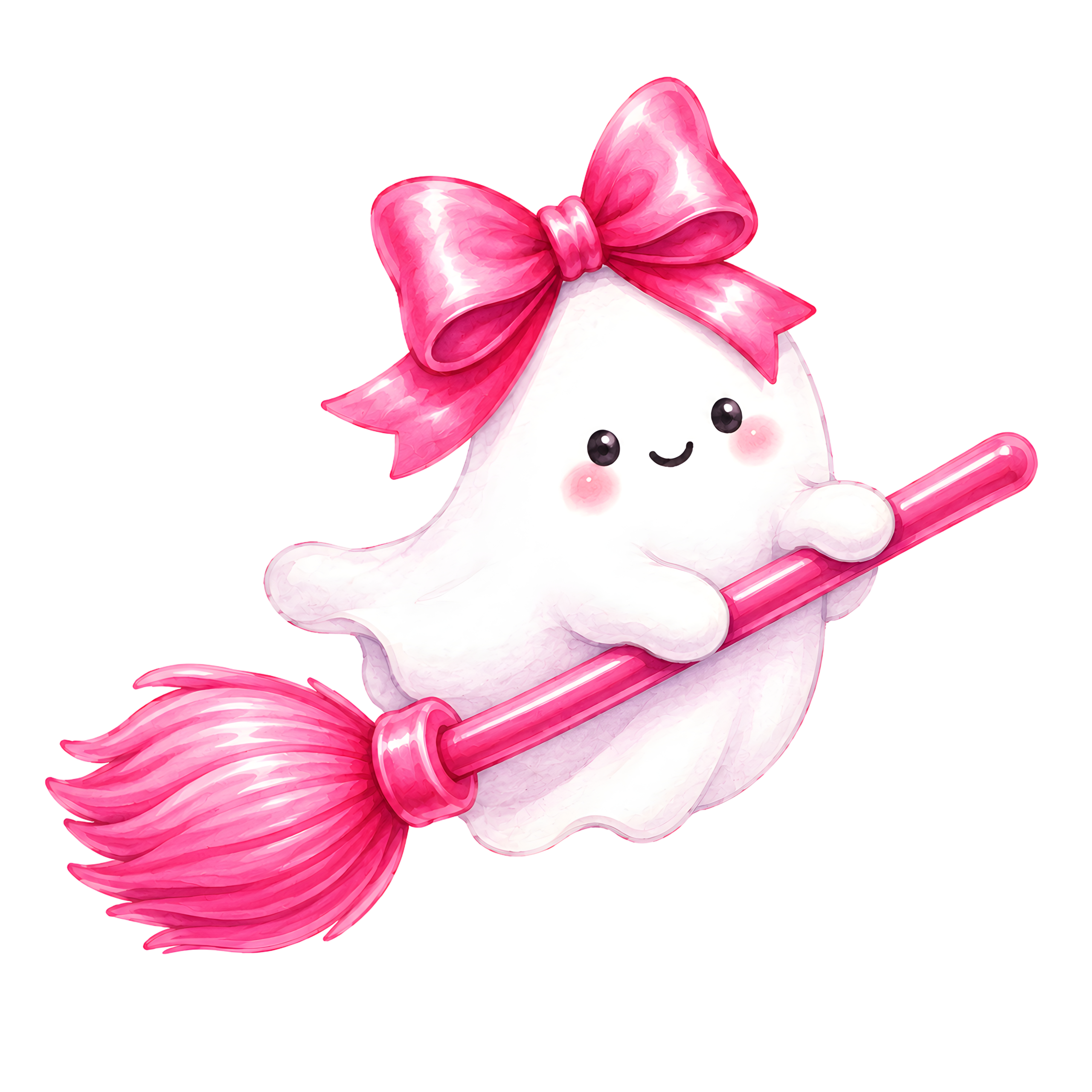 Halloween Ghost Pink Broom