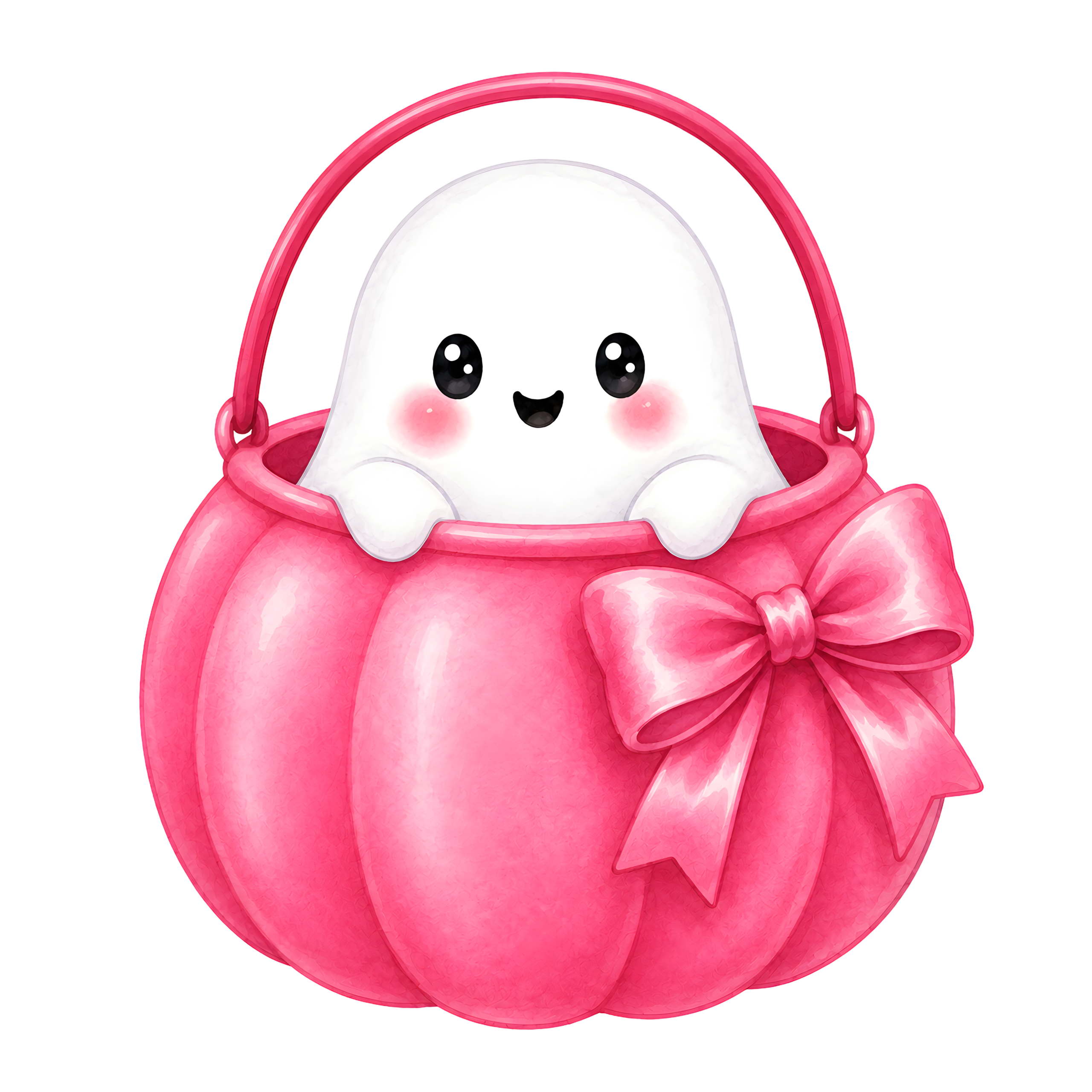 Halloween Ghost Pink Pumpkin Basket