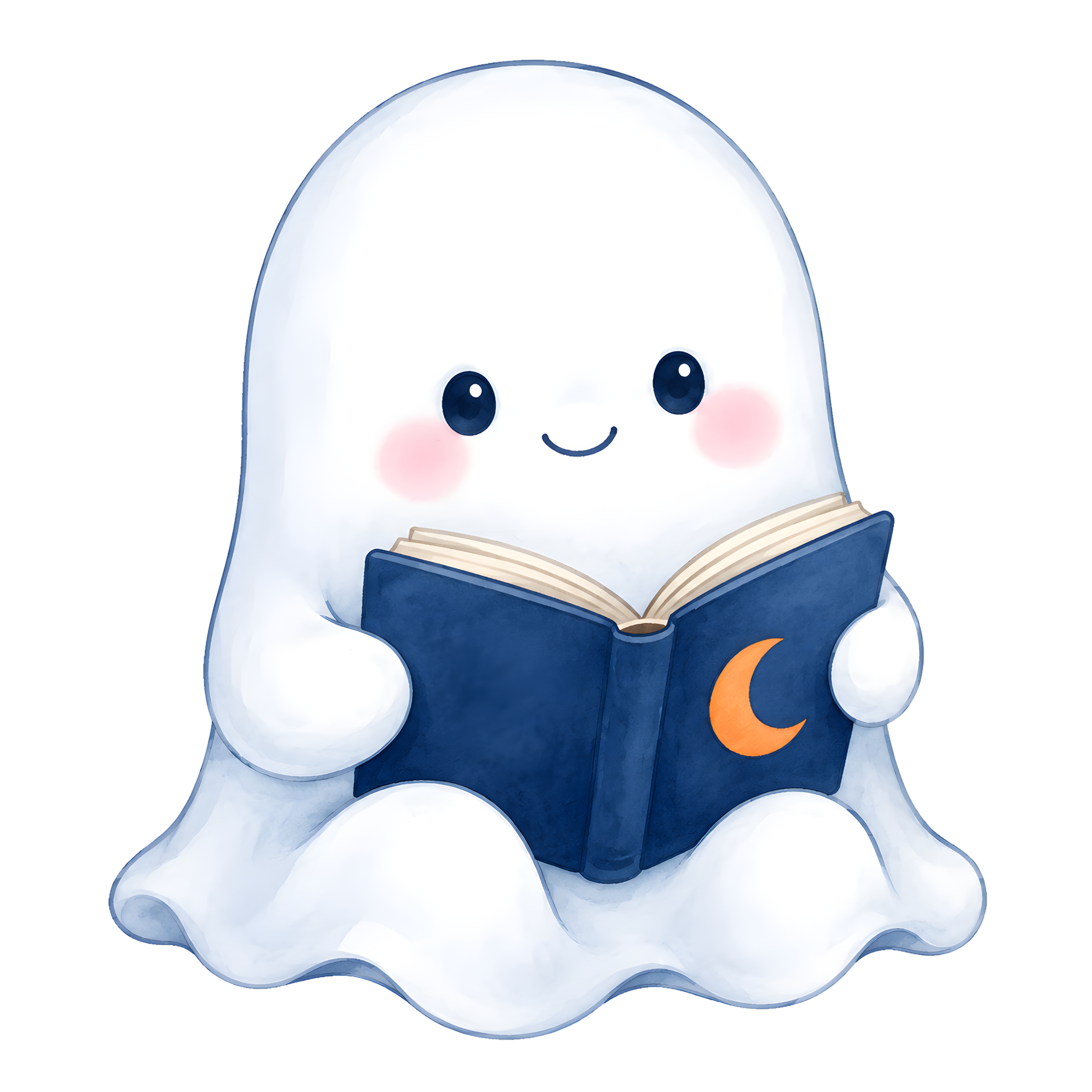 Halloween Ghost Reading Moon Book