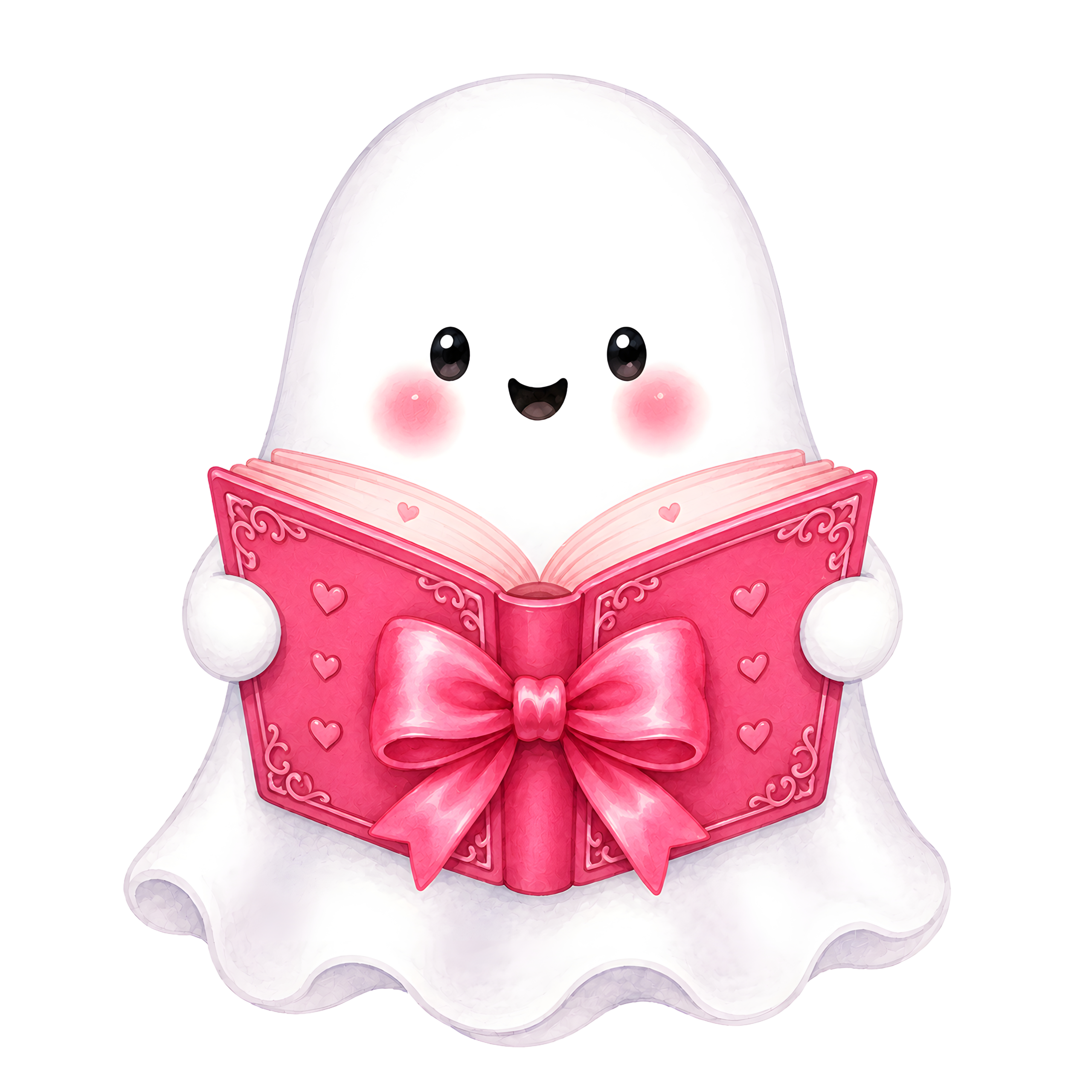 Halloween Ghost Reading Pink Book
