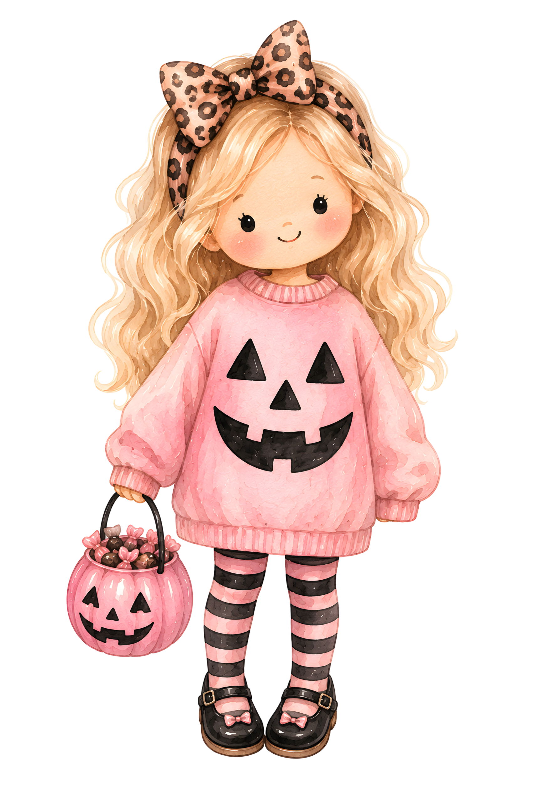Halloween Girl Pumpkin Sweater Treat Bucket