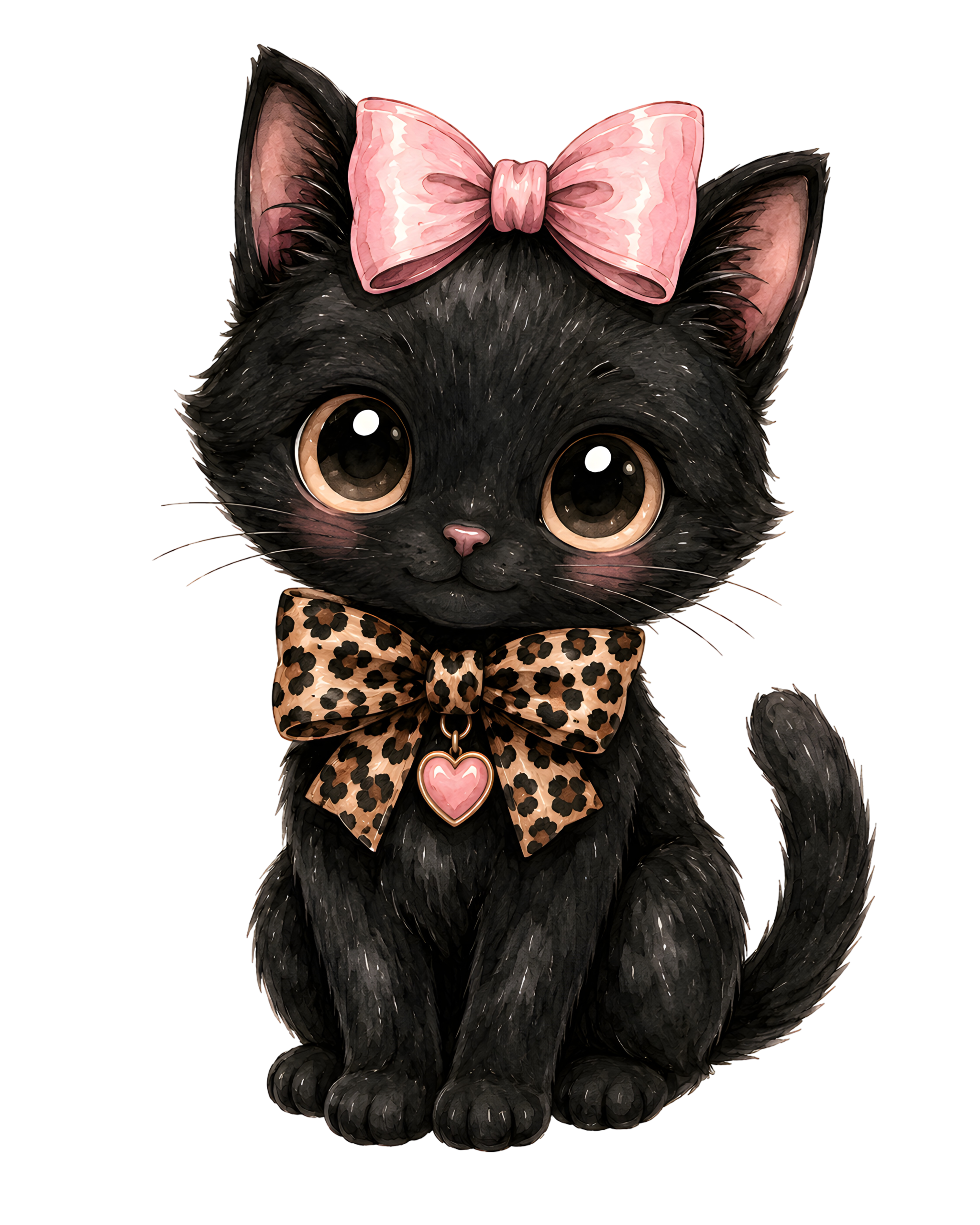 Halloween Kitten Pink Bow Leopard Collar