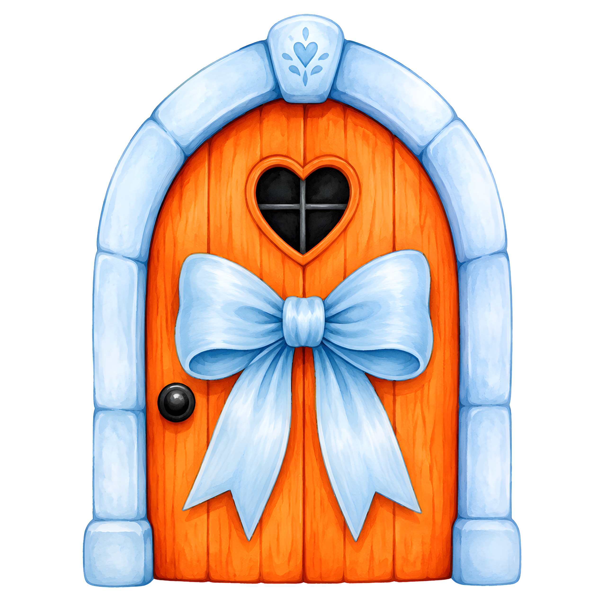 Halloween Orange Door Blue Bow