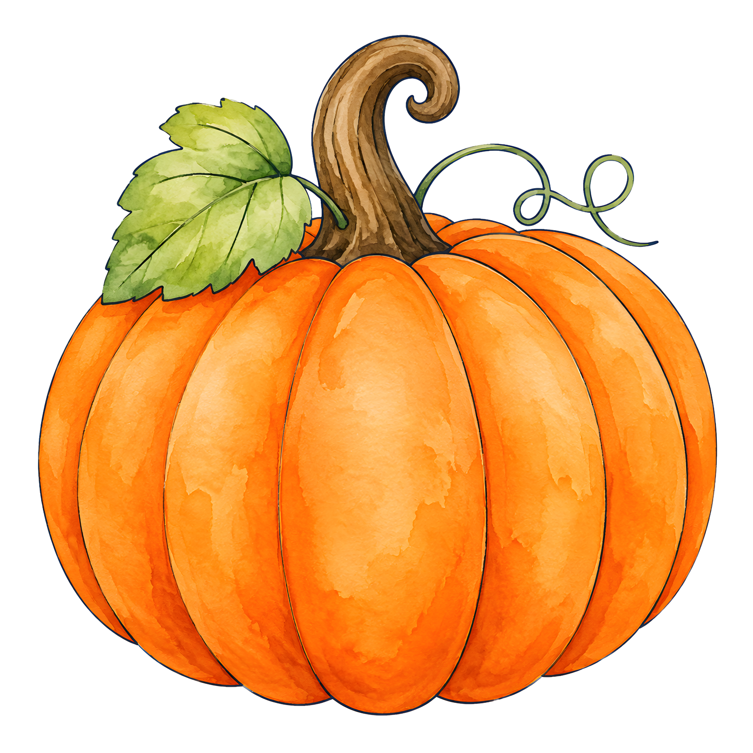 Halloween Orange Pumpkin Green Leaf