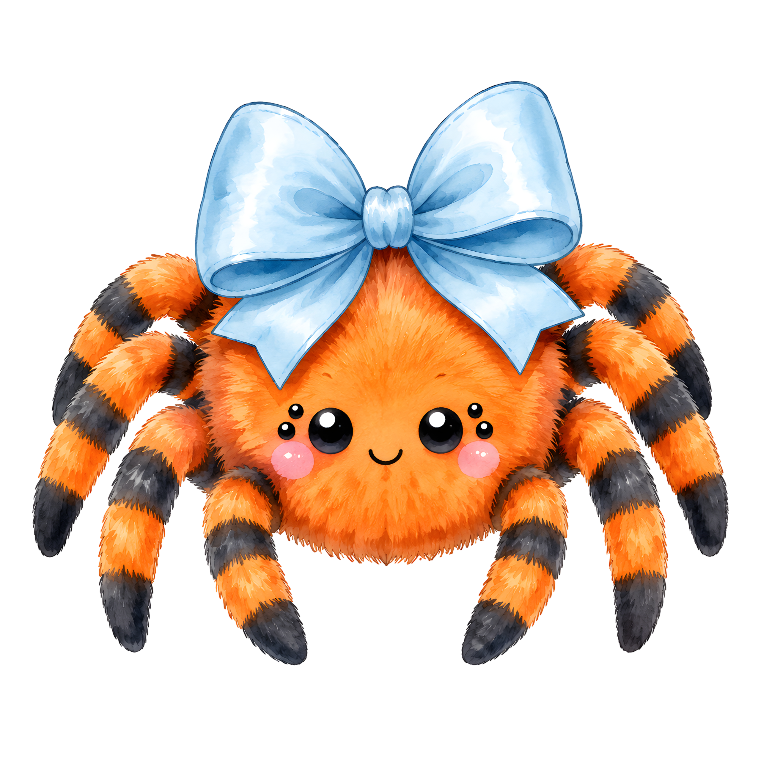 Halloween Orange Spider Blue Bow