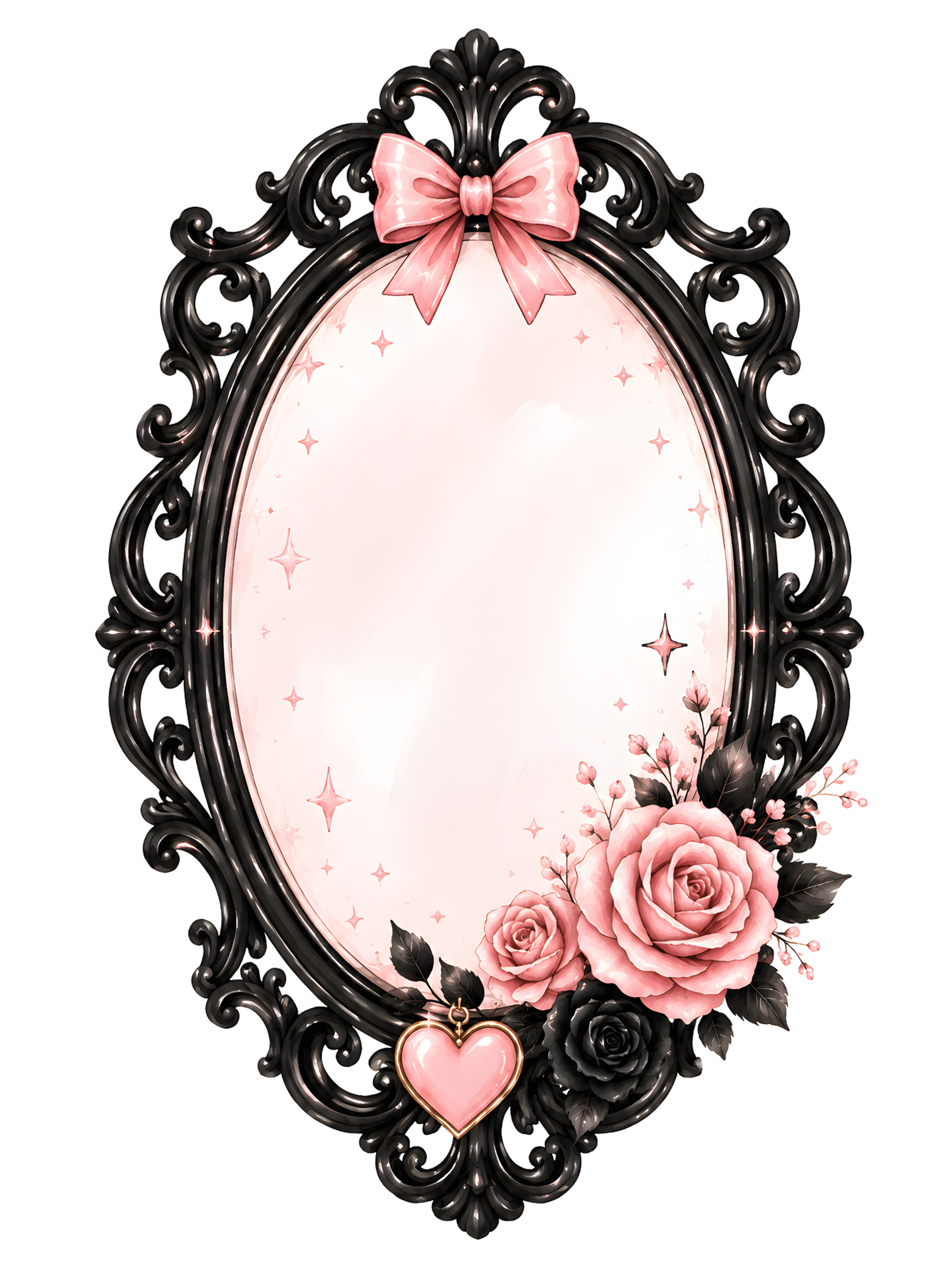 Halloween Ornate Pink Rose Mirror