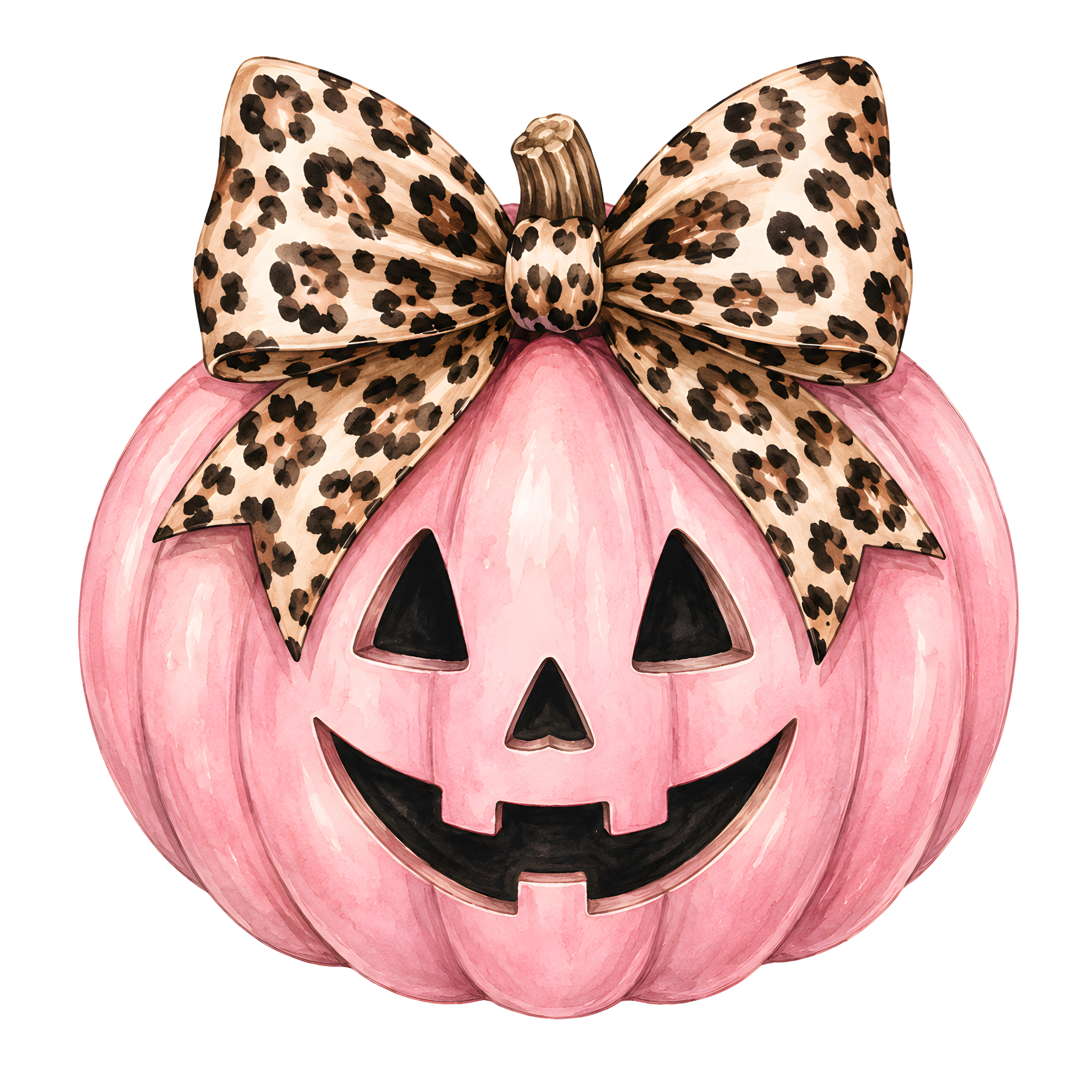 Halloween Pink Pumpkin Leopard Bow