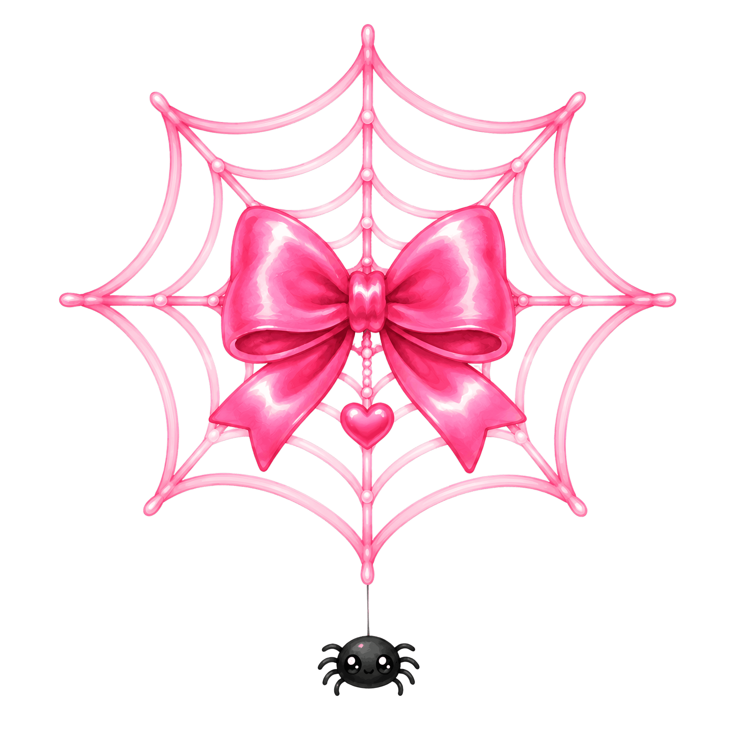 Halloween Pink Spiderweb Bow