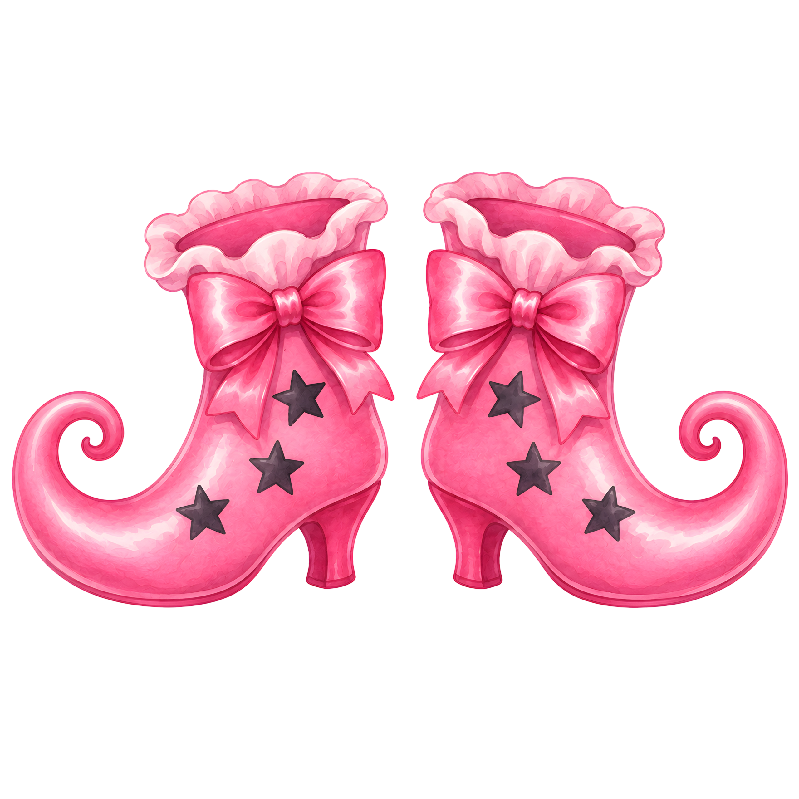 Halloween Pink Witch Boots Stars