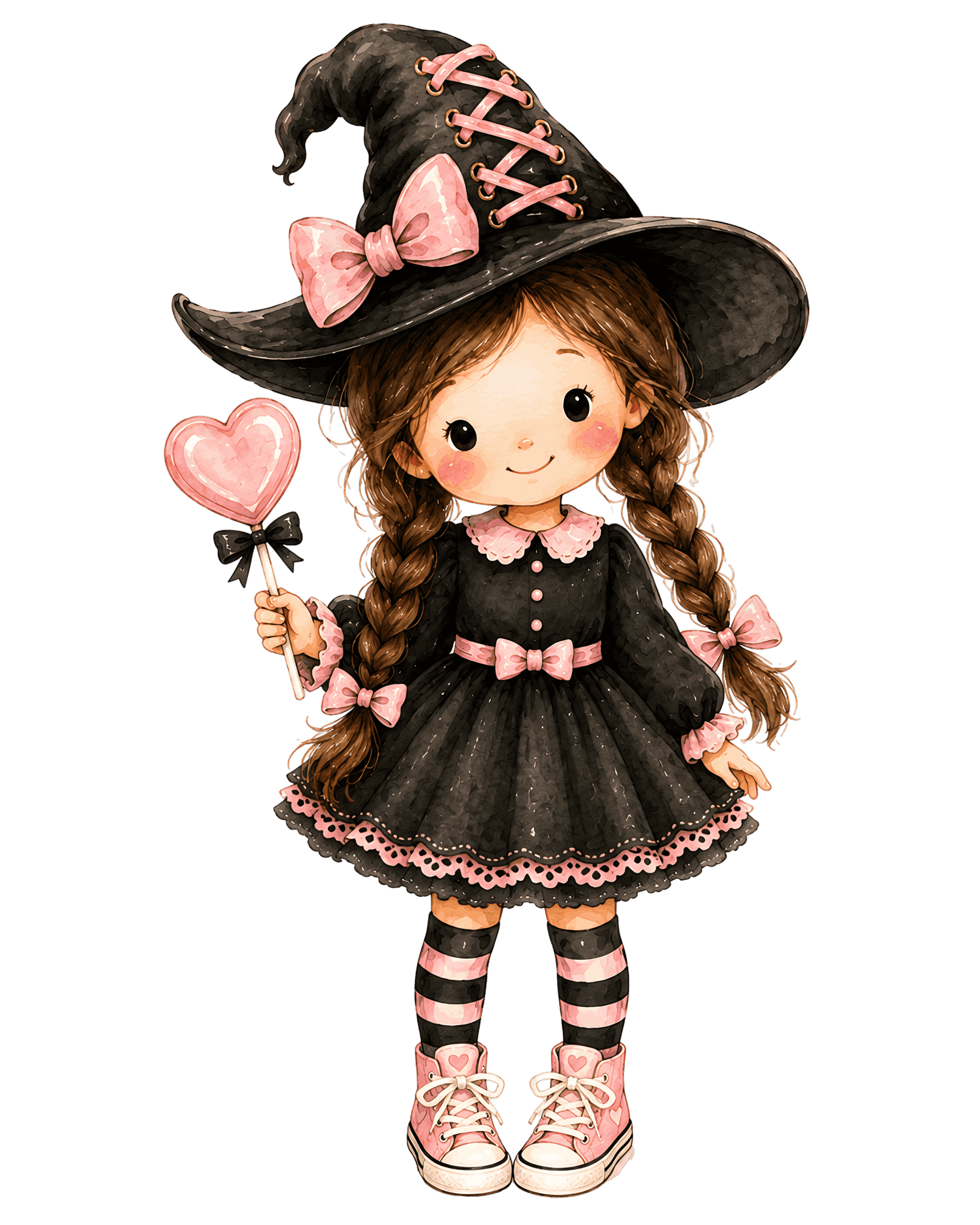 Halloween Witch Girl Heart Wand