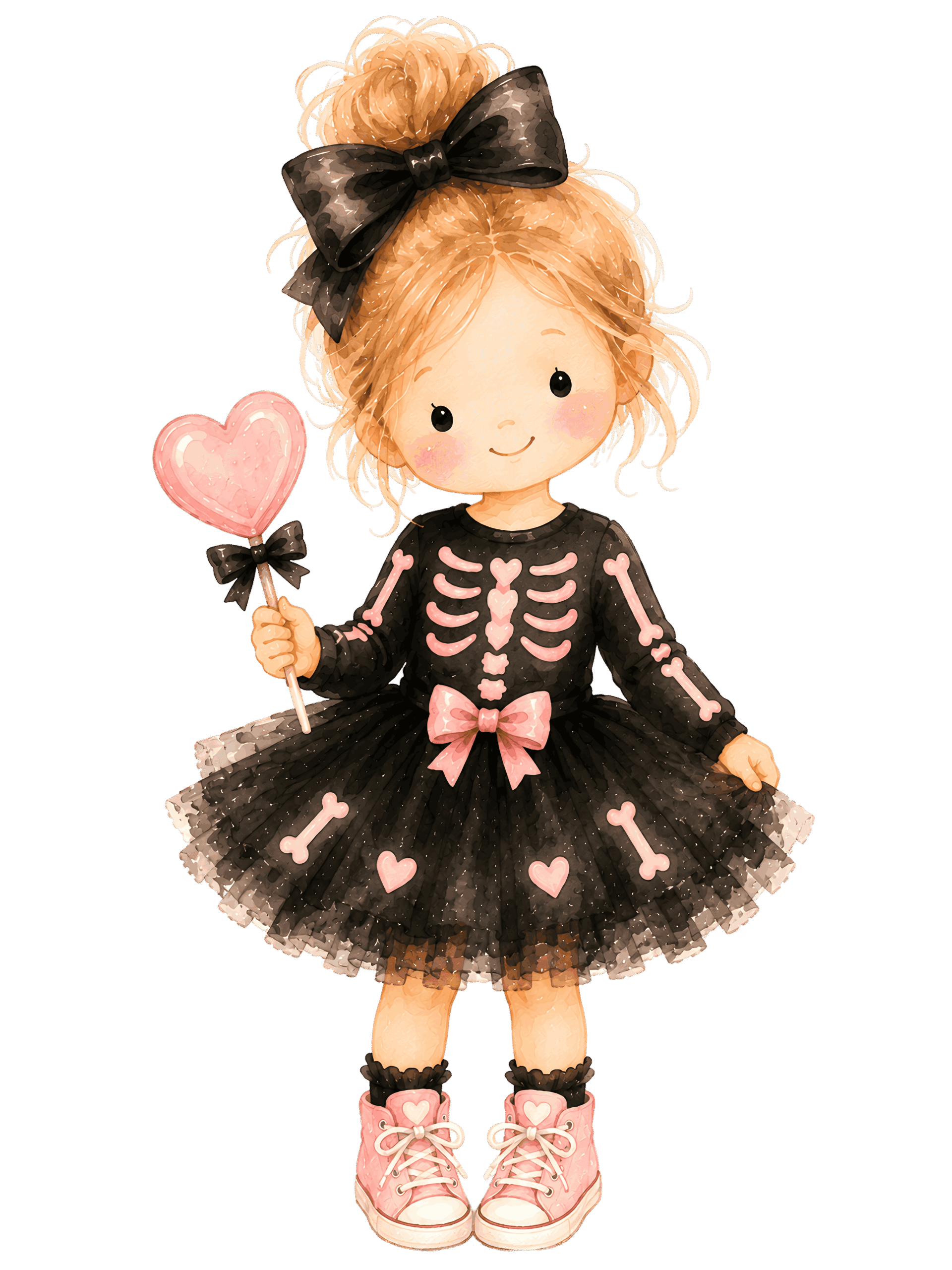 Halloween Witch Girl Pink Heart Wand