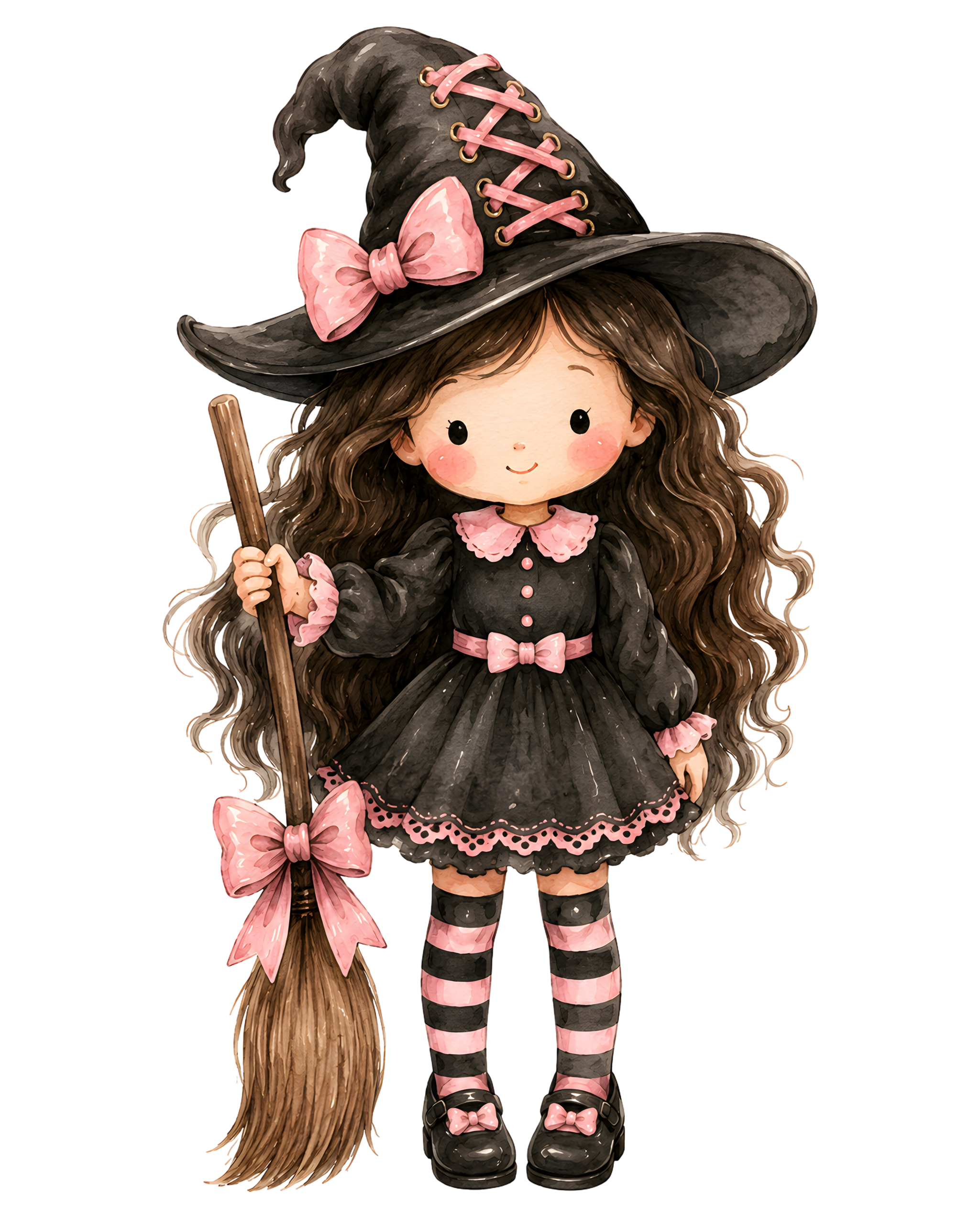 Halloween Witch Girl With Broom