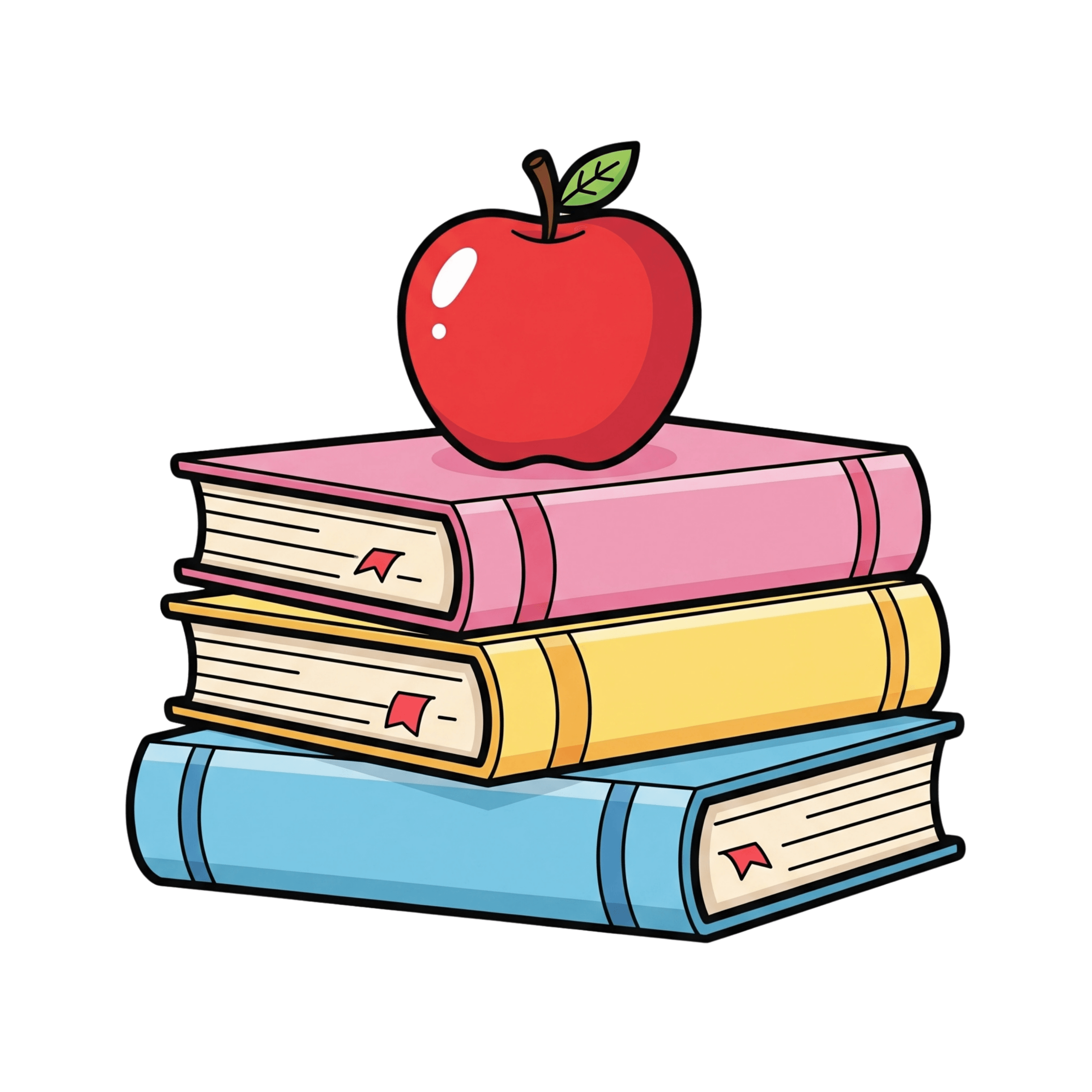 School Books With Apple