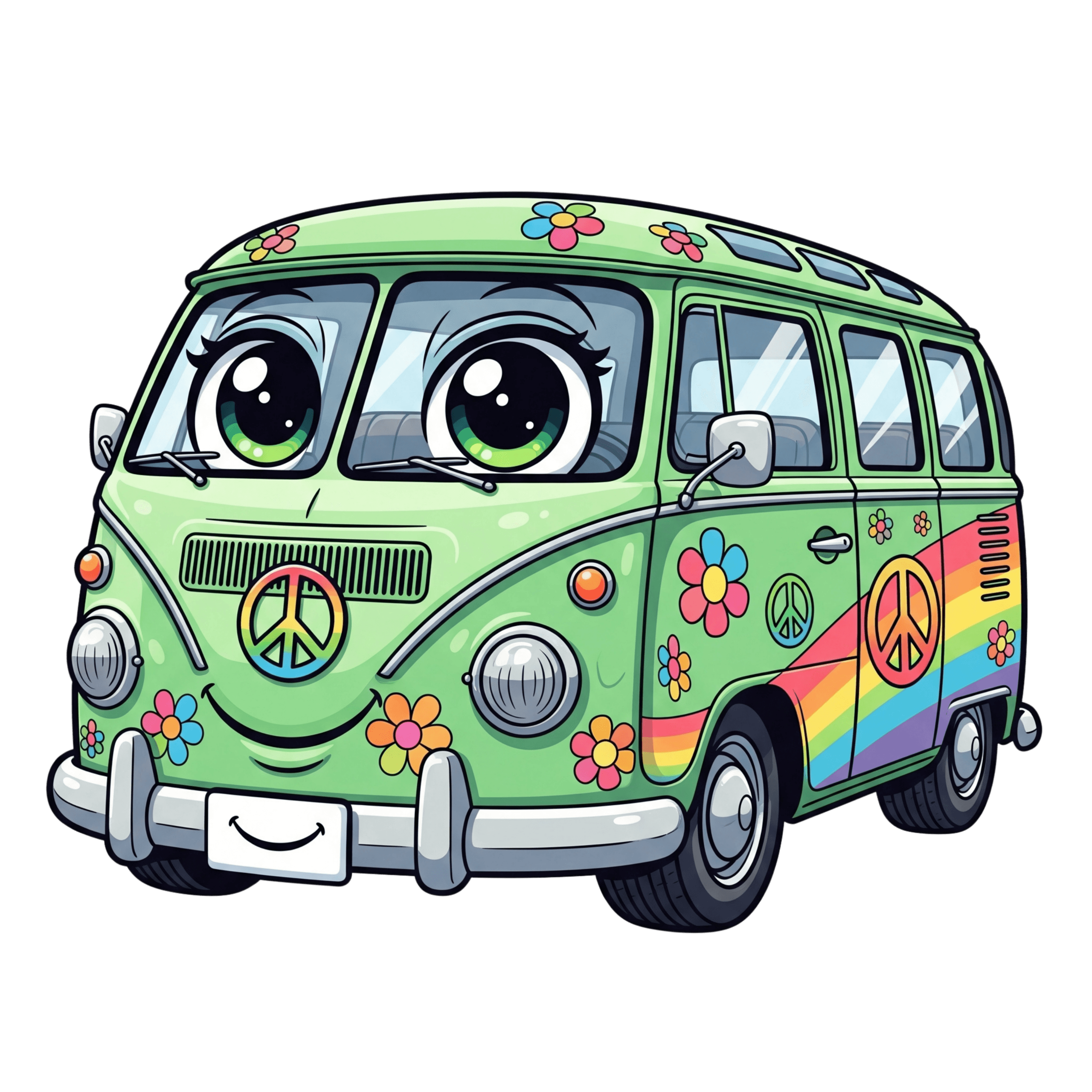 Green Retro Van Car
