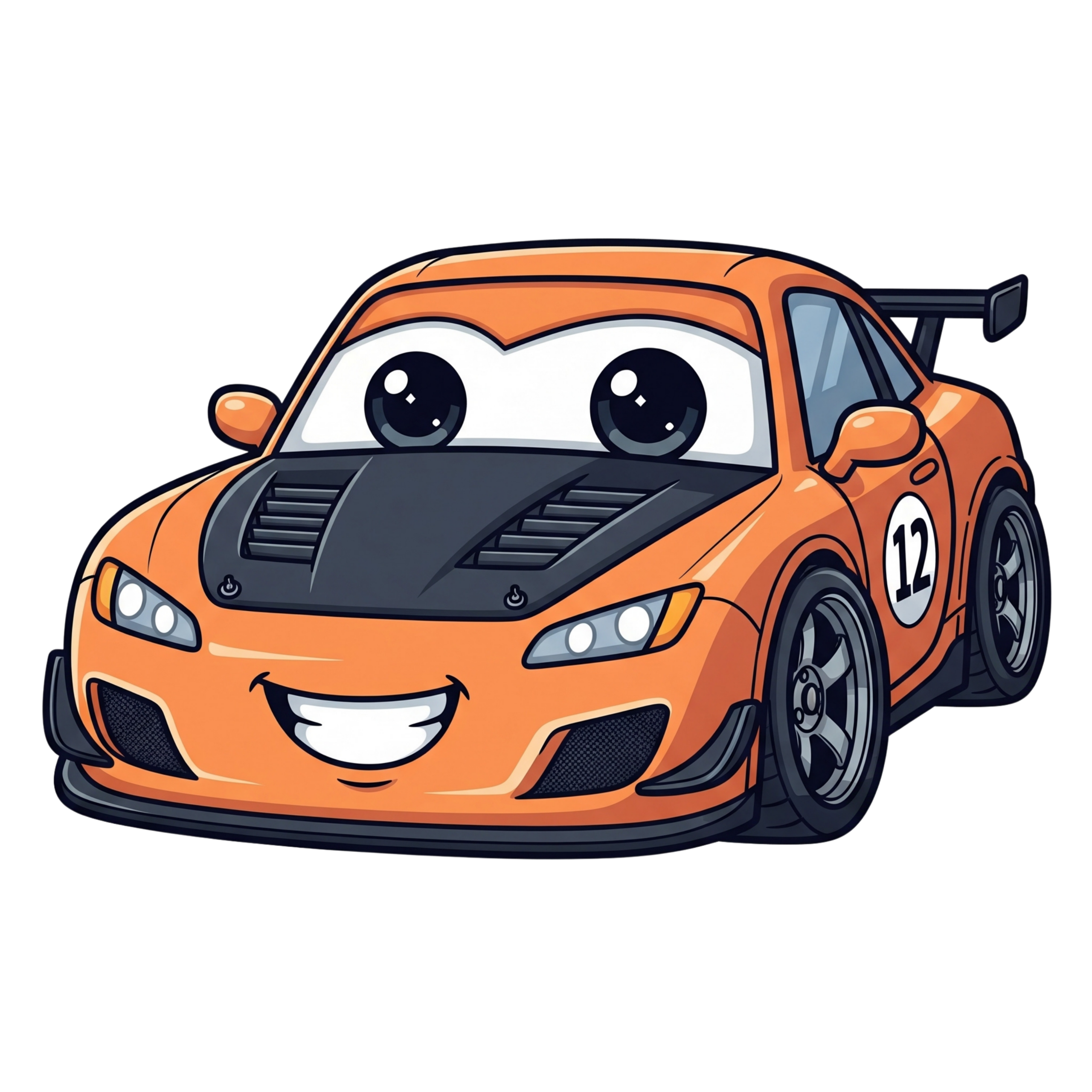 Orange Smiling Race Car