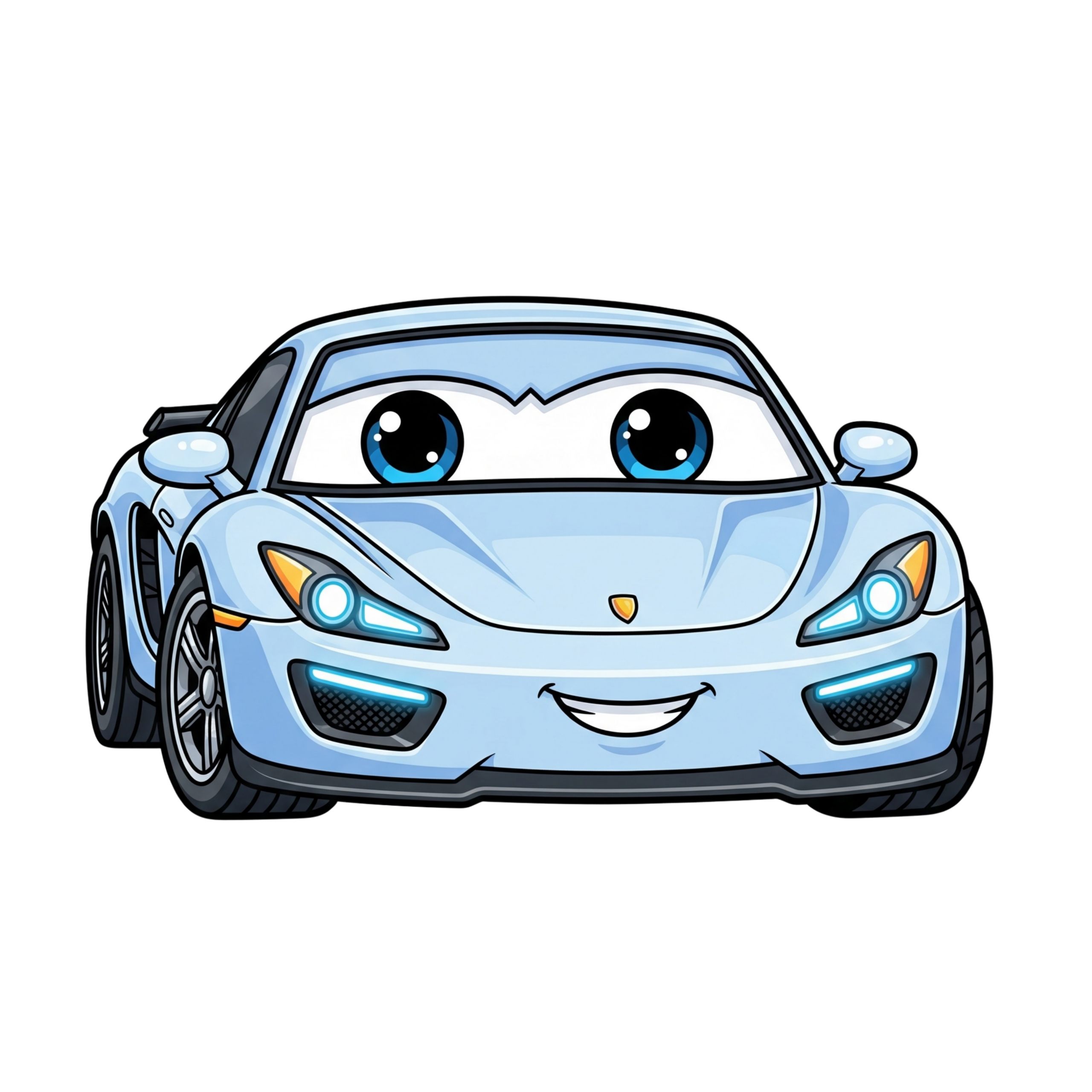 Silver Cute Smile Car