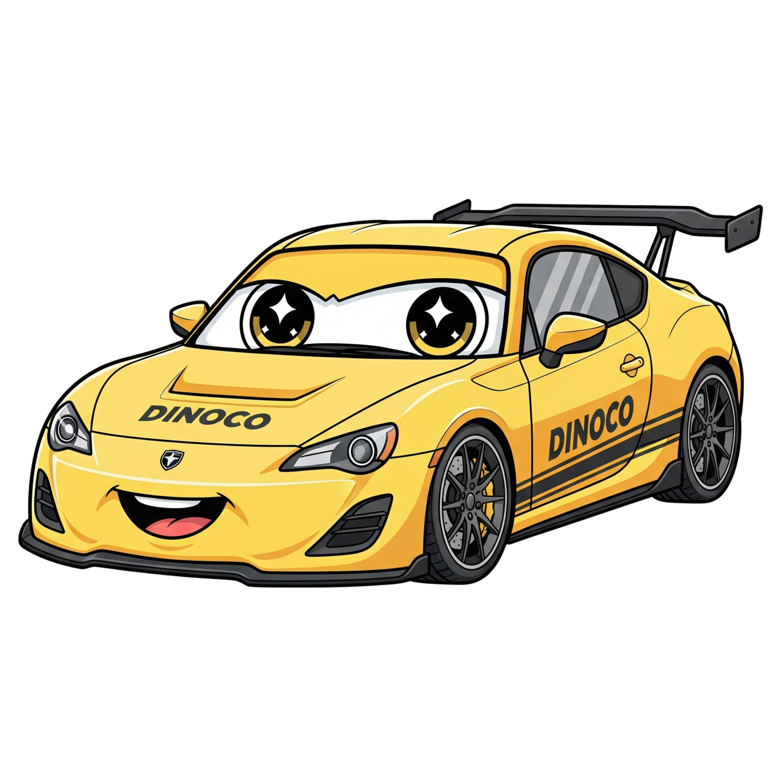 Yellow Happy Sports Car