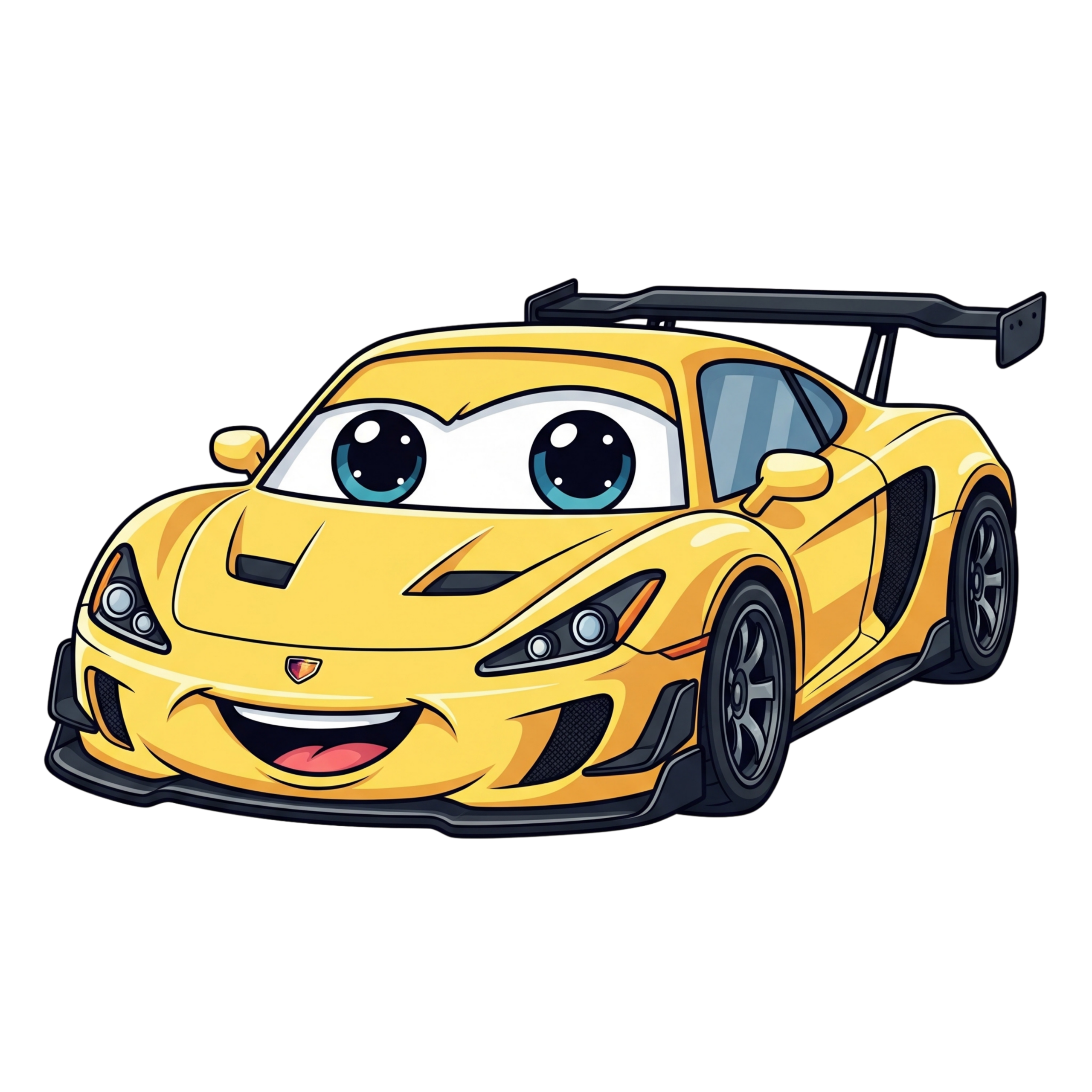 Yellow Smiling Sports Car