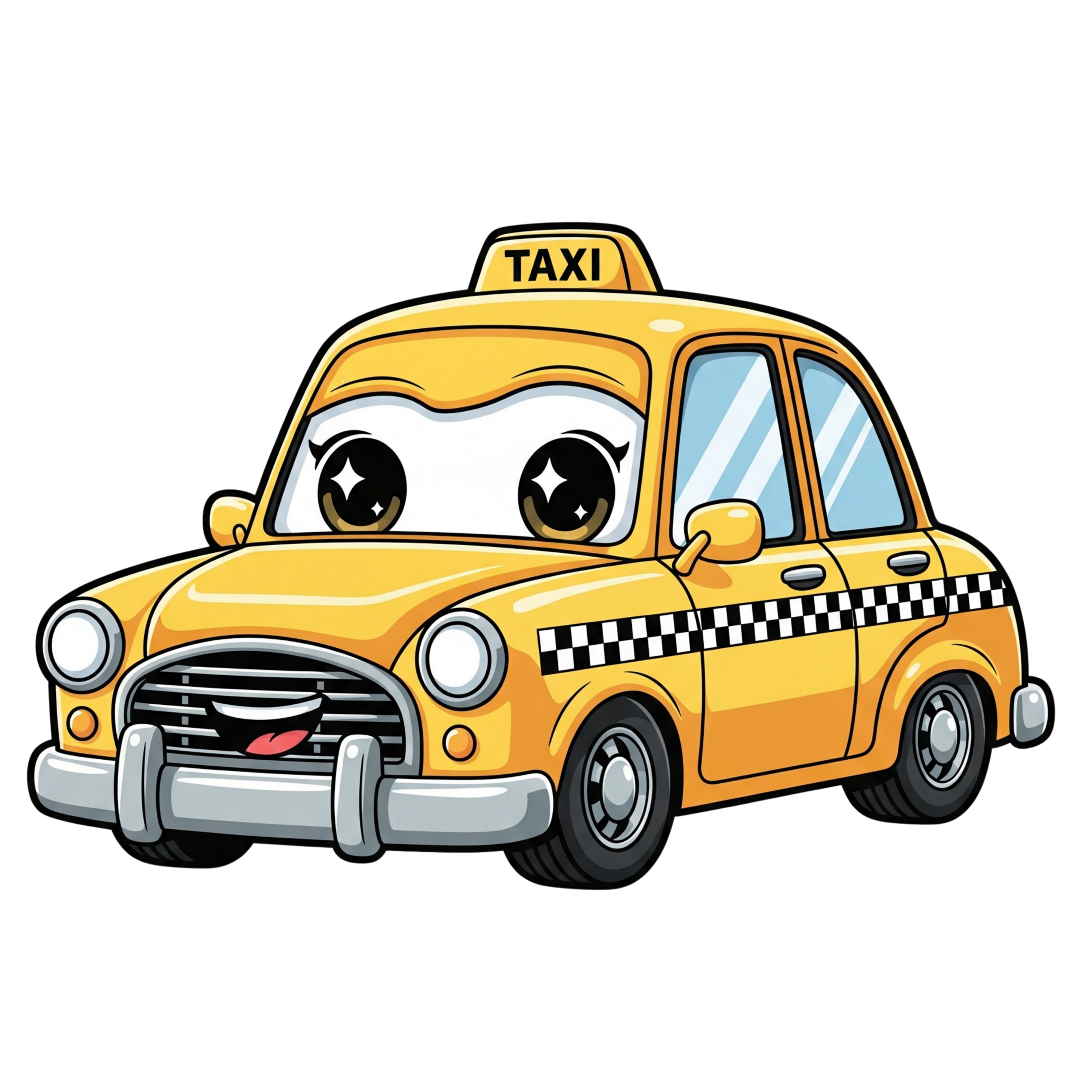 Yellow Taxi Cartoon Car