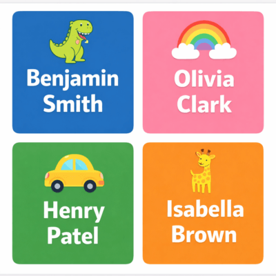 Kids Waterproof Square Name Labels