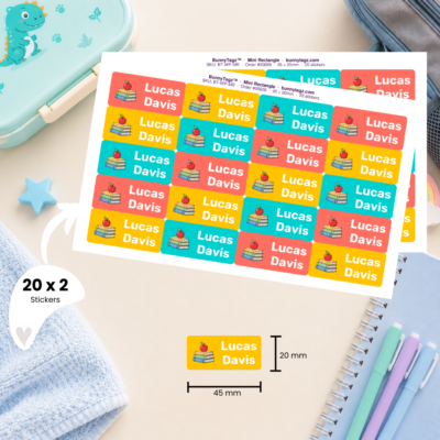 Kids Waterproof Mini Rectangle Name Labels | BunnyTagz.com