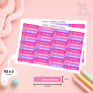 Kids Waterproof Pencil Thin Name Labels | BunnyTagz.com