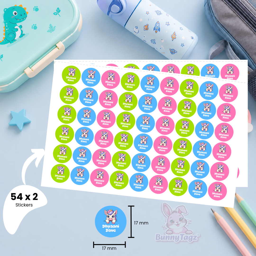 Kids Waterproof Mini Polka Dot Name Labels | BunnyTagz.com
