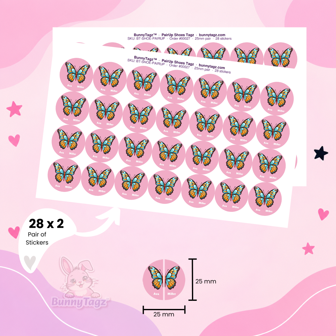 PairUp Shoe Name Labels | BunnyTagz.com