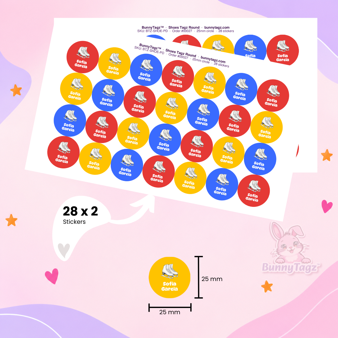 Polka Dot Kids Shoe Name Labels | BunnyTagz.com